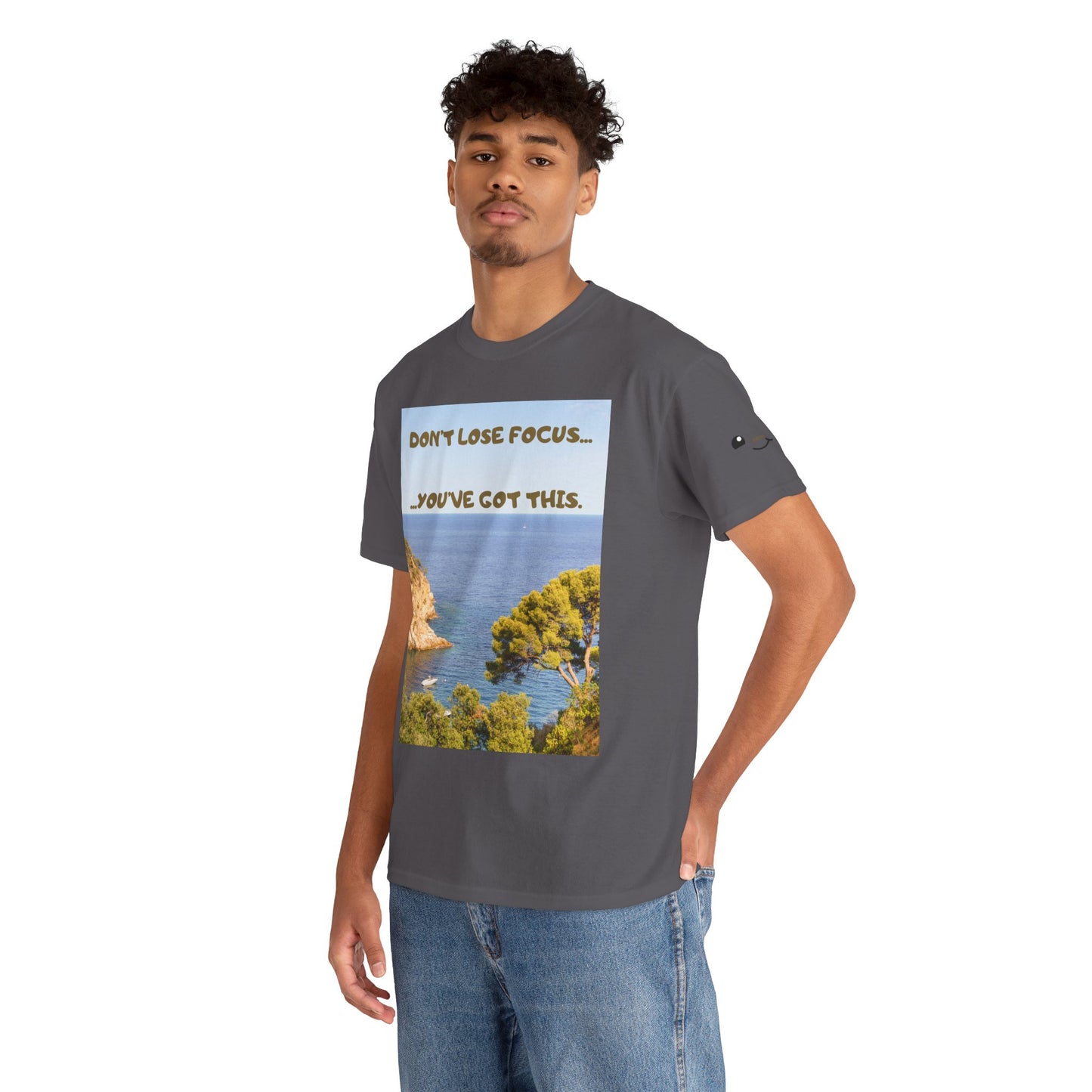 Motivational Tee — "Don't Lose Focus, You've Got This" Beach Graphic