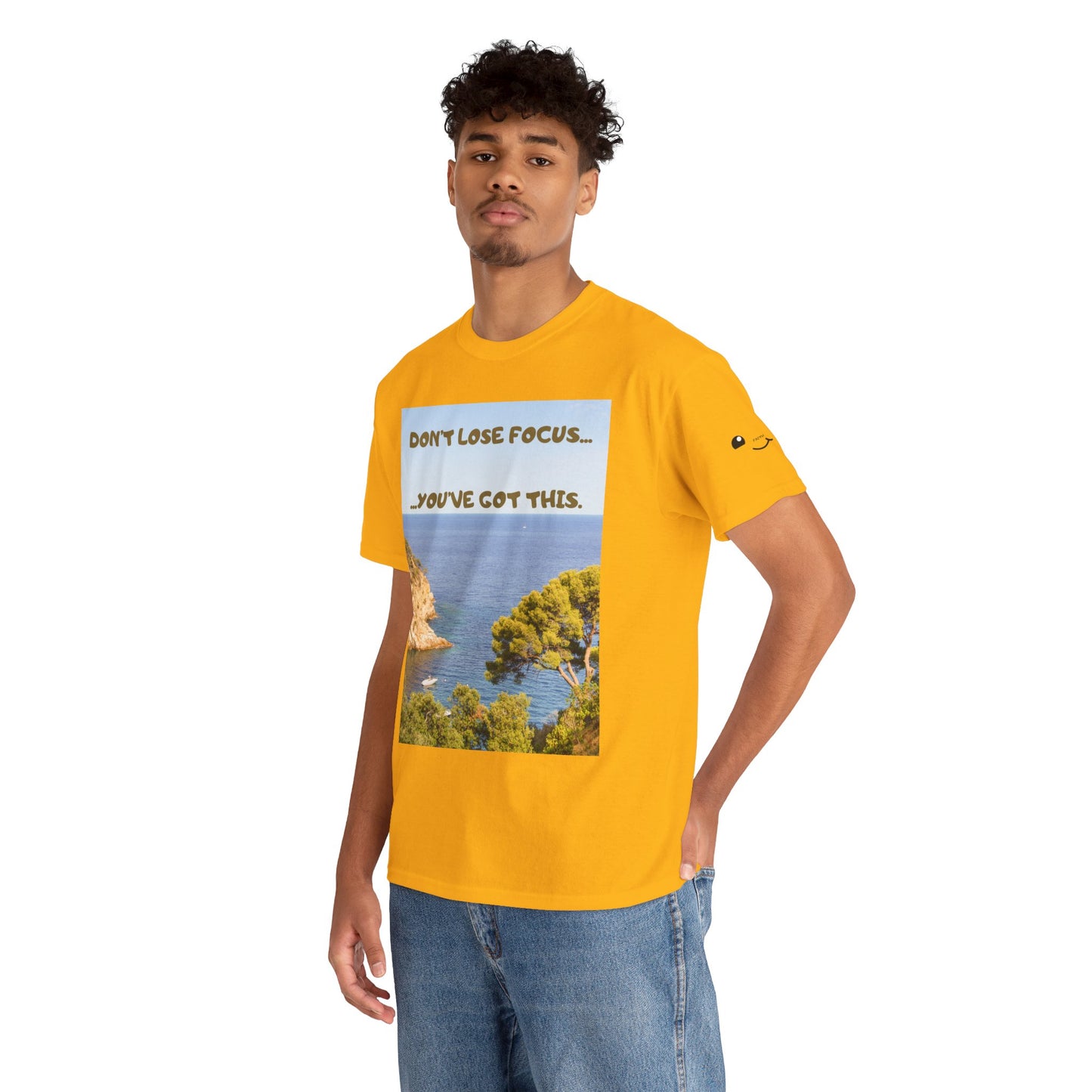 Motivational Tee — "Don't Lose Focus, You've Got This" Beach Graphic