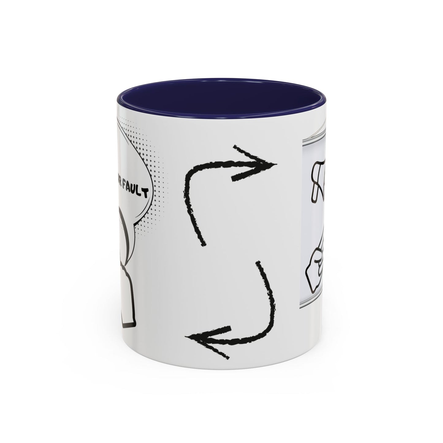 Accent Coffee Mug — Funny 'It Is Not your Fault' Doodle Cartoon Mug (11/15oz)