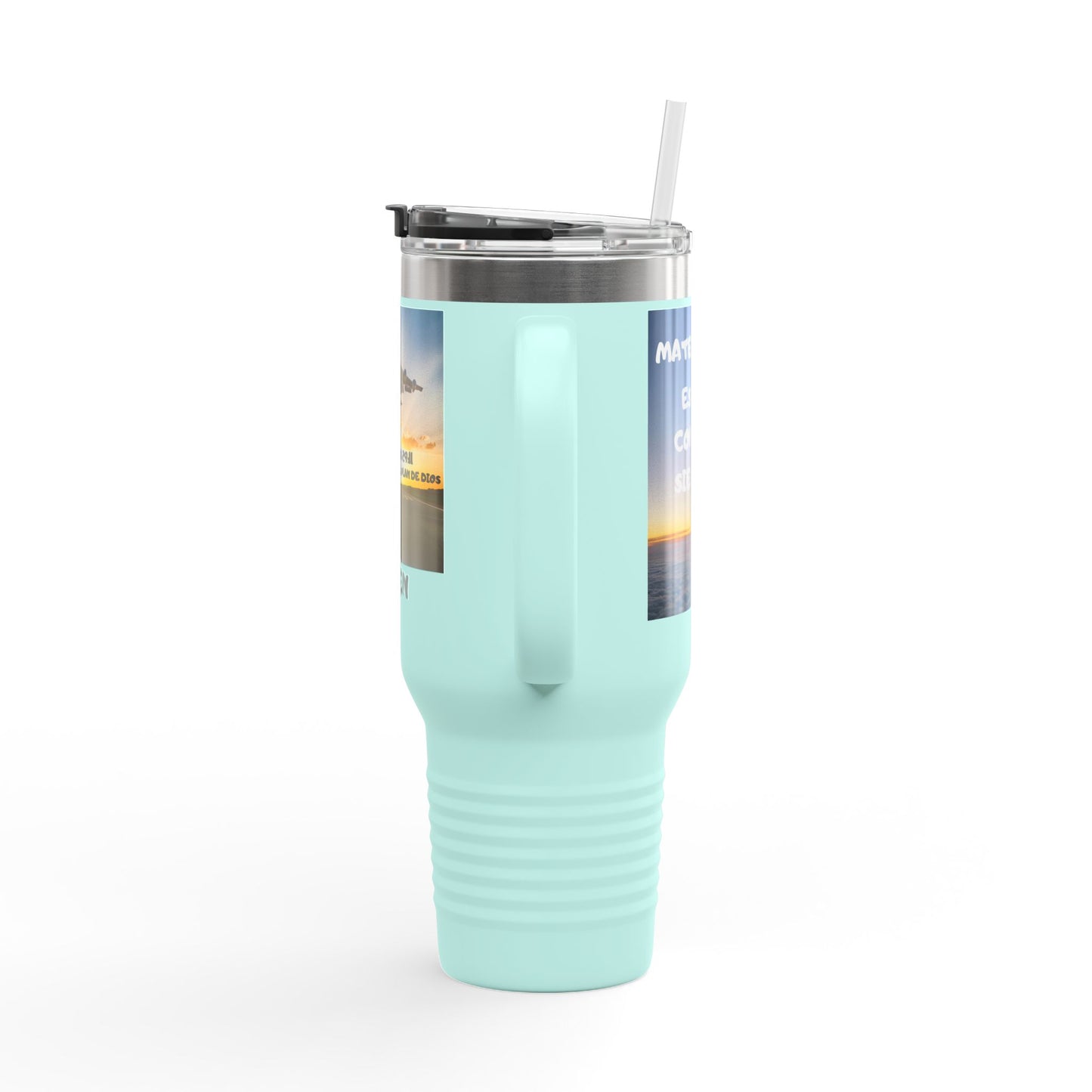 40oz Insulated Travel Mug — Airplane Sunset Design with "Amen" & Jeremiah 29:11 Verse