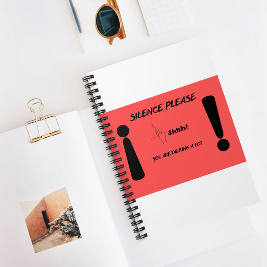 SILENCE Whimsical Spiral Notebook - Shhh! You're Talking a Lot, Creative Journal, Fun School Supplies, Gifts for Writers, Unique Office Decor