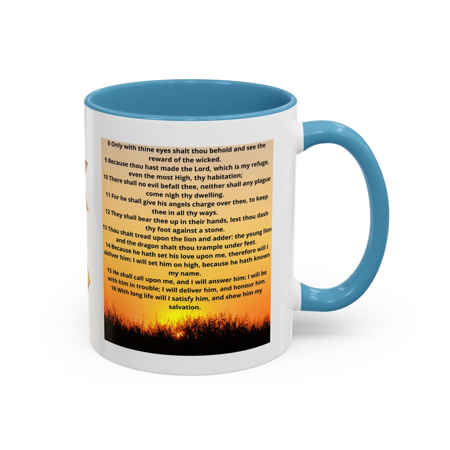 PSALM 91 Inspirational Lion Accent Coffee Mug | Motivational Gift, Scripture Mug, Unique Home Decor, Faith-Based Coffee Cup, Lion Design