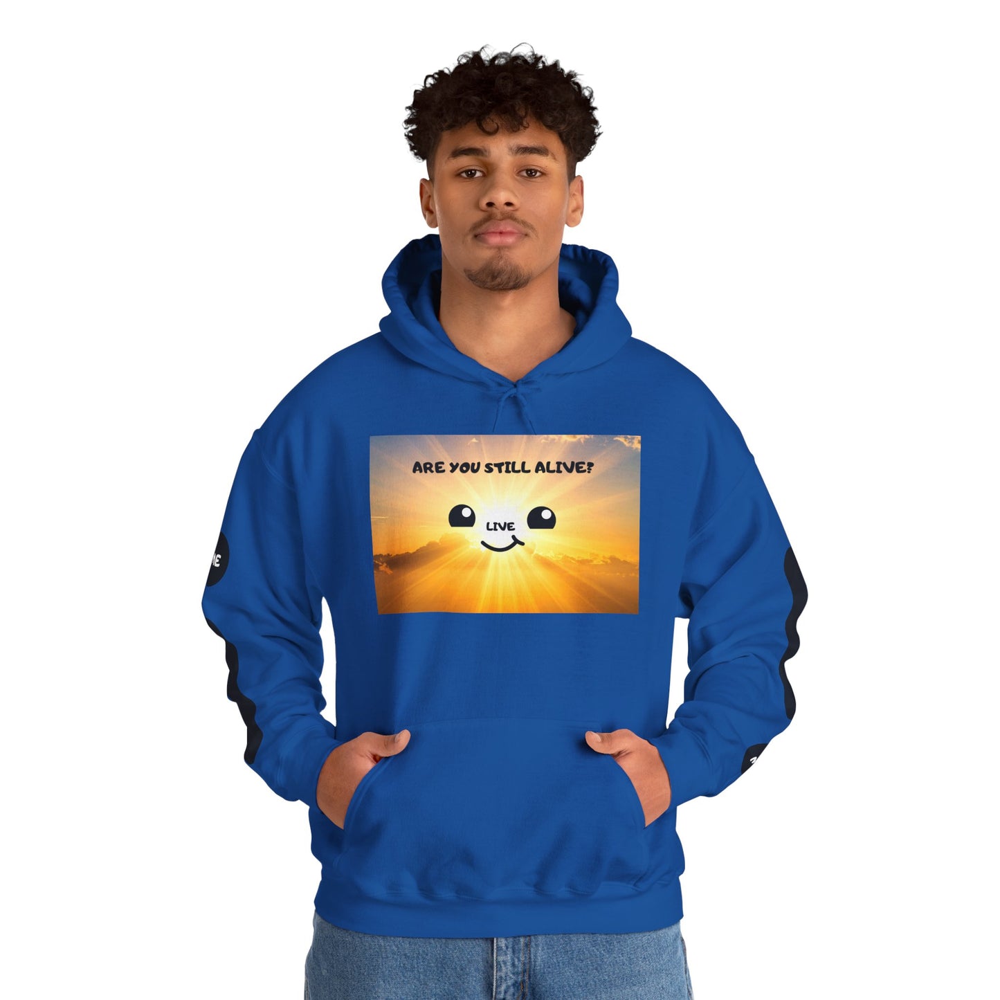 Smile Face Hoodie — "Are You Still Alive?" Sunrise Graphic Hooded Sweatshirt