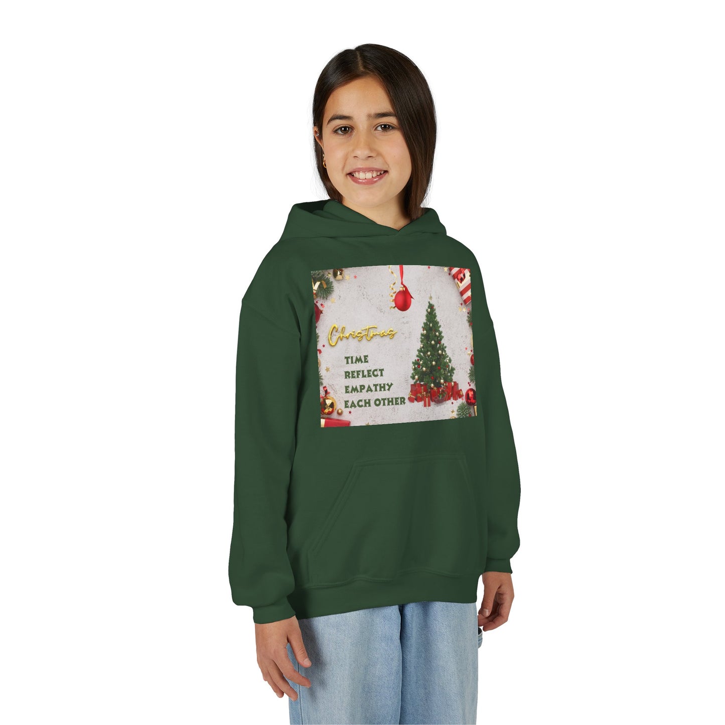 Youth Hooded Sweatshirt - Christmas Cheer, Cozy Holiday Gift, Festive Sweatshirt for Kids, Seasonal Wear, New Year Celebration