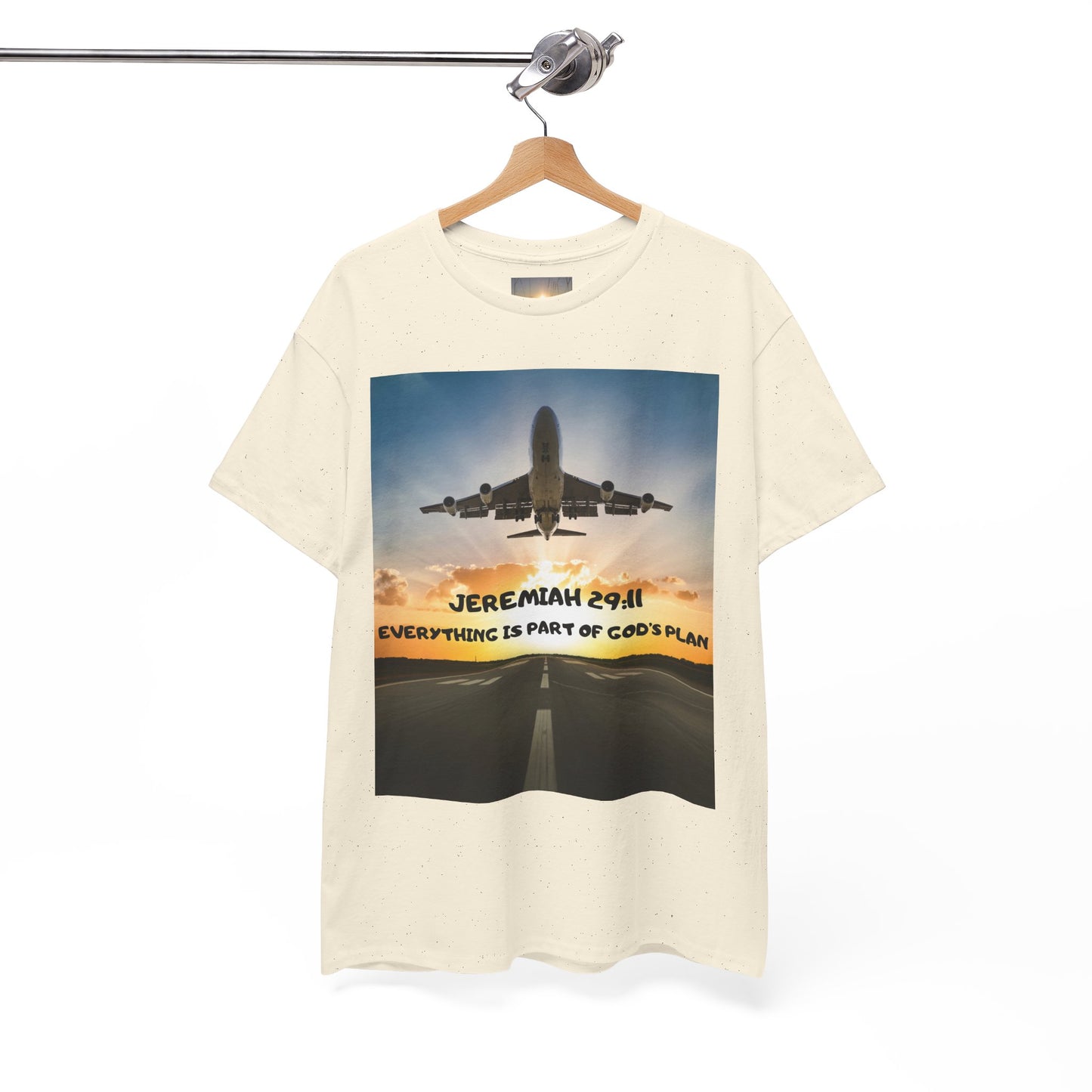 Faith Travel T‑Shirt — “Jeremiah 29:11 / Matthew 28:20” Inspirational Plane Tee