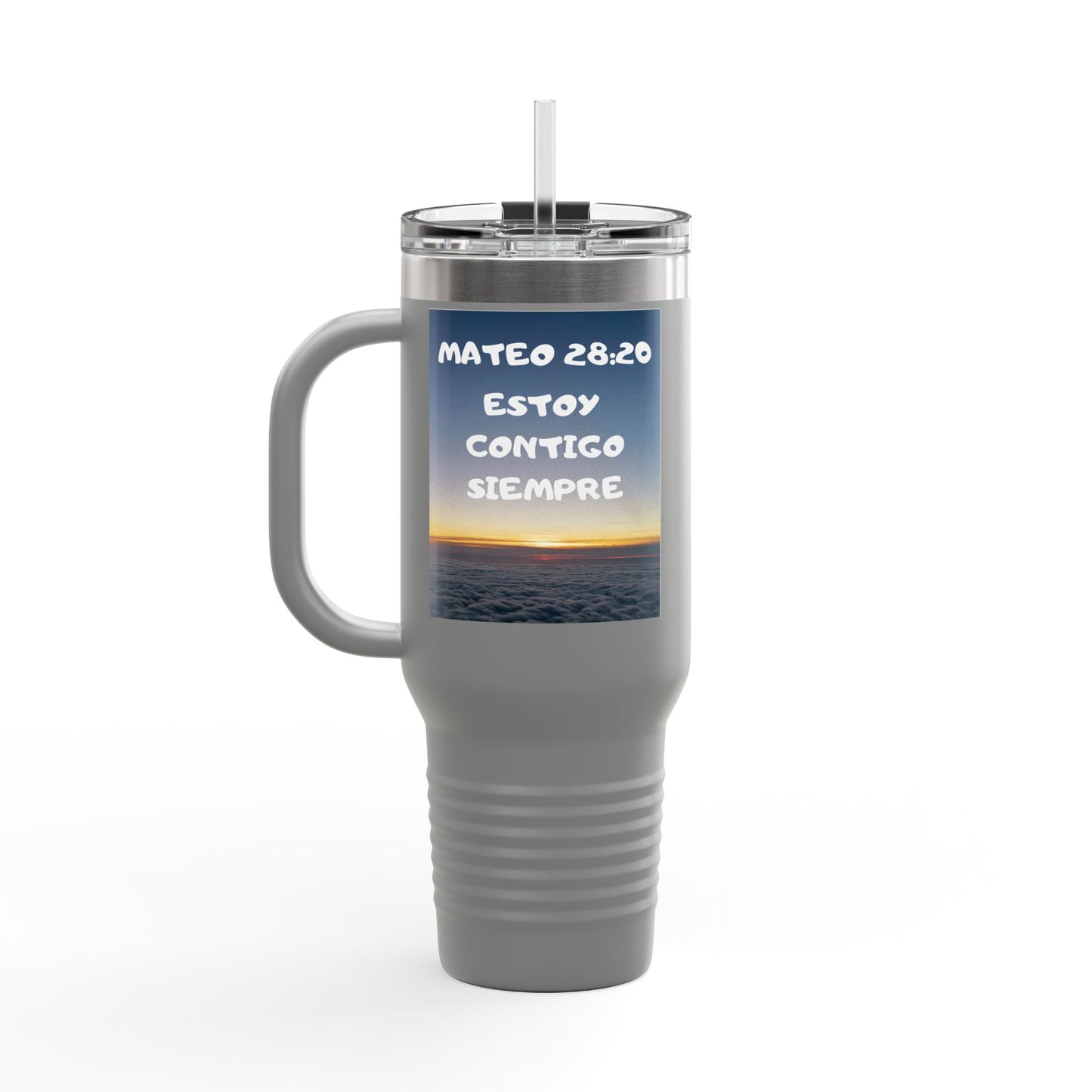 40oz Insulated Travel Mug — Airplane Sunset Design with "Amen" & Jeremiah 29:11 Verse