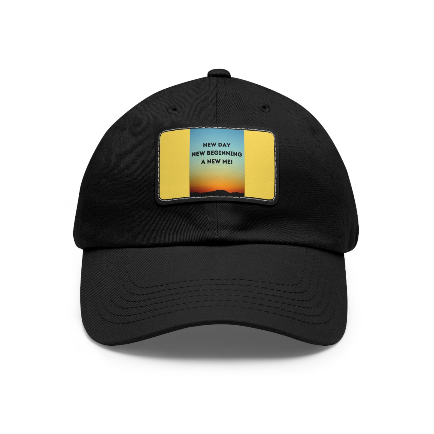 NEW DAY NEW BEGINNING A NEW ME Hat with Leather Patch (Rectangle)