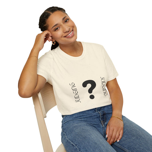 JUDGING Whimsical Unisex T-Shirt with Playful Door Design - Fun Gift for Friends, Casual Wear, Birthday Surprise, Everyday Humor, Quirky Style