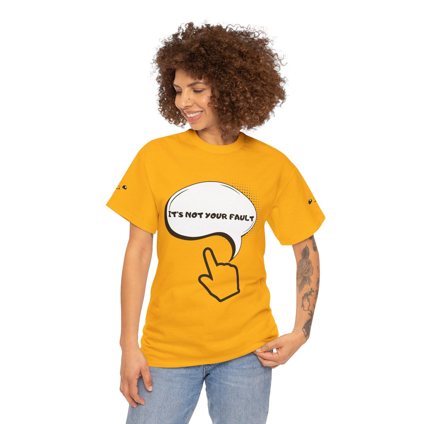 Graphic Tee — "It's Not Your Fault" Comic-Style Pointing Design