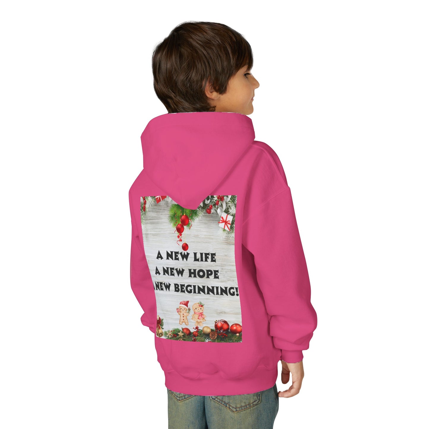 Youth Hooded Sweatshirt - Christmas Cheer, Cozy Holiday Gift, Festive Sweatshirt for Kids, Seasonal Wear, New Year Celebration