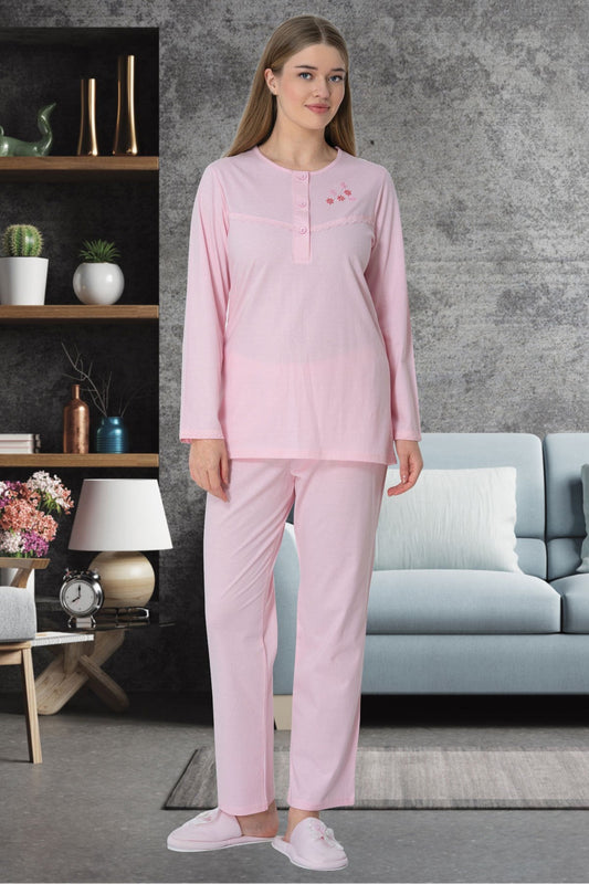 Cotton Plus Size Maternity & Nursing Pajamas Pink