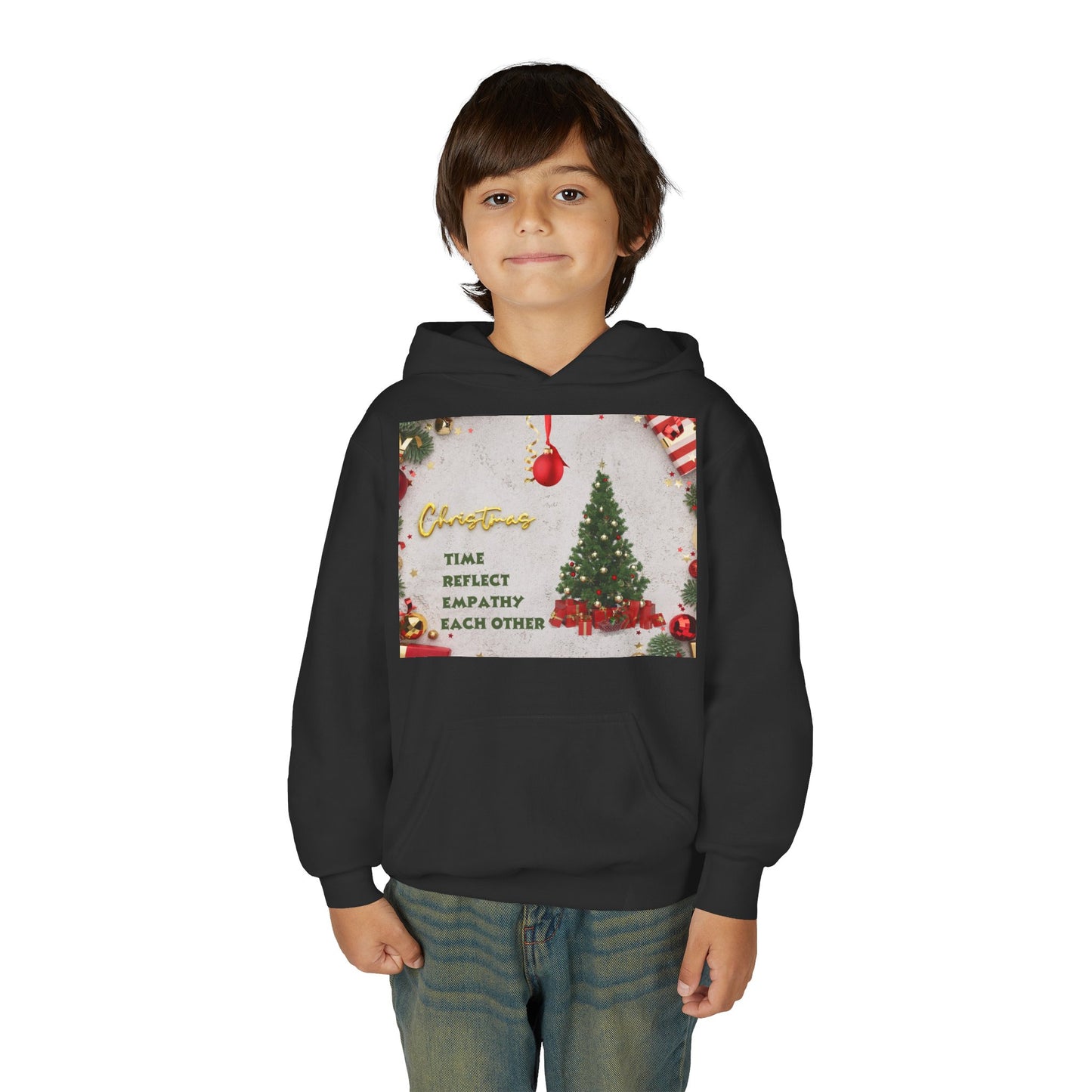 Youth Hooded Sweatshirt - Christmas Cheer, Cozy Holiday Gift, Festive Sweatshirt for Kids, Seasonal Wear, New Year Celebration