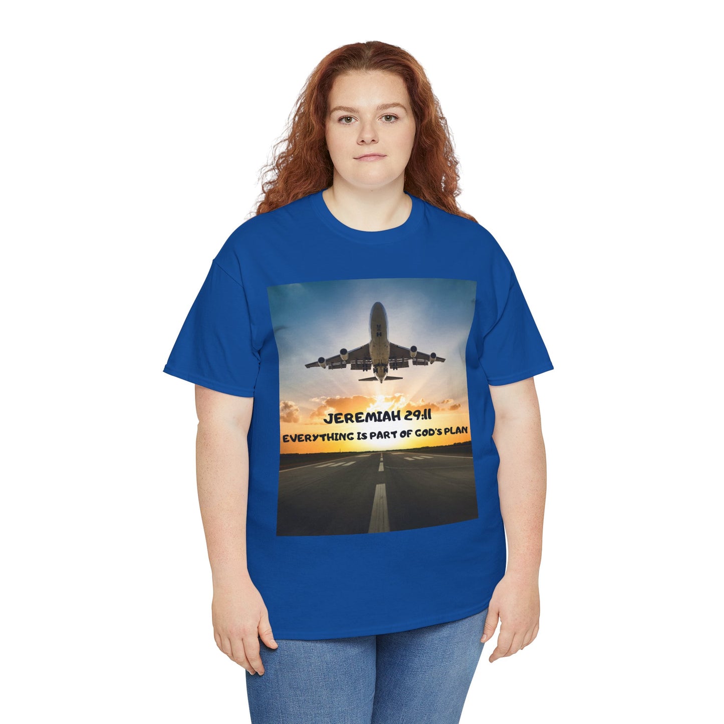 Faith Travel T‑Shirt — “Jeremiah 29:11 / Matthew 28:20” Inspirational Plane Tee
