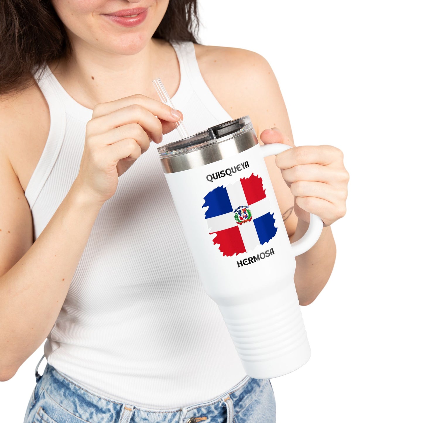 Dominican Republic Insulated Travel Mug, Caribbean Travel Cup, Beach Lover Gift, Quisqueya Hermosa Thermos, Vacation Essential, Summer [...]