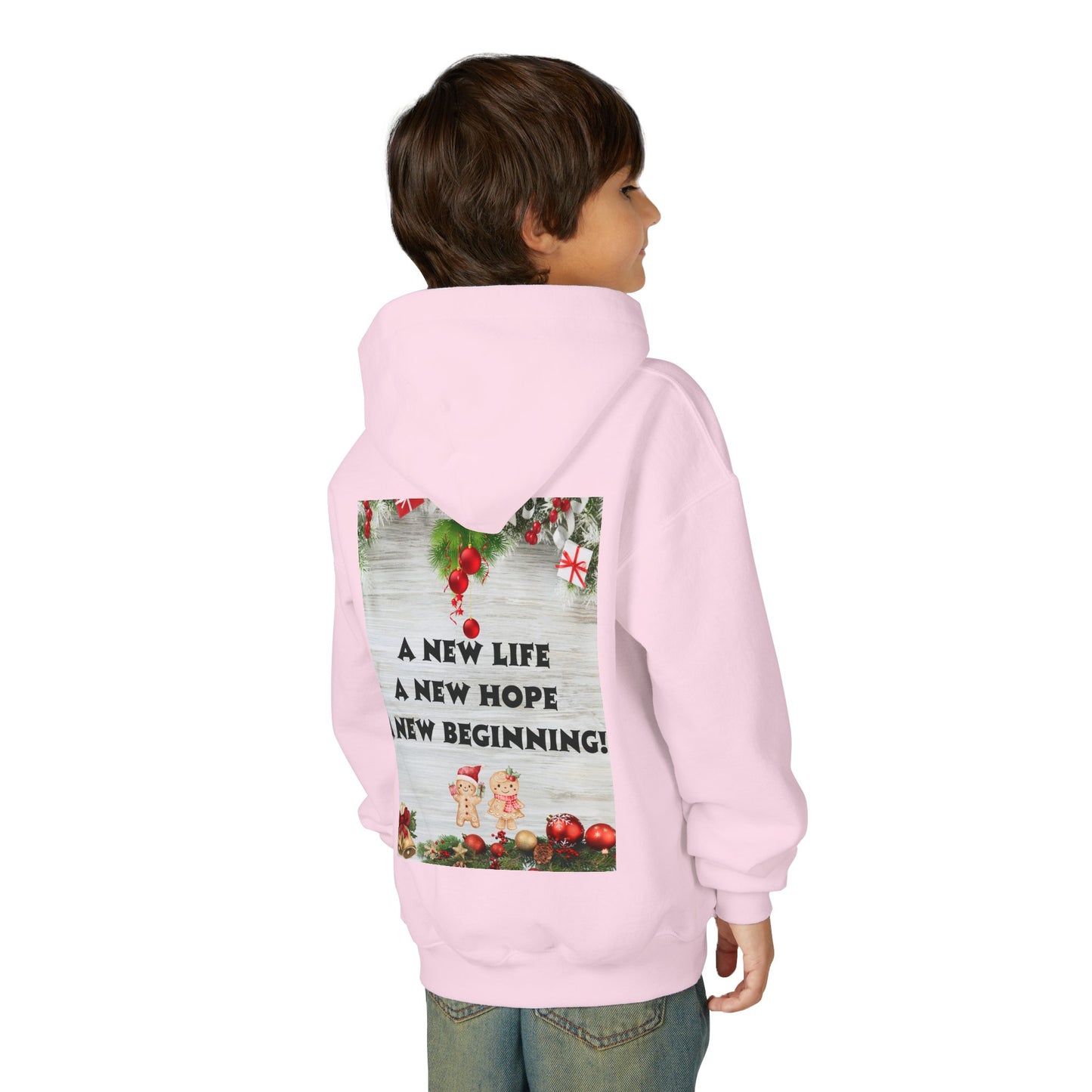 Youth Hooded Sweatshirt - Christmas Cheer, Cozy Holiday Gift, Festive Sweatshirt for Kids, Seasonal Wear, New Year Celebration