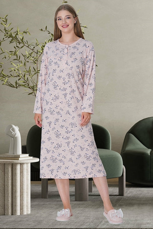 Flowery Plus Size Maternity & Nursing Nightgown Pink