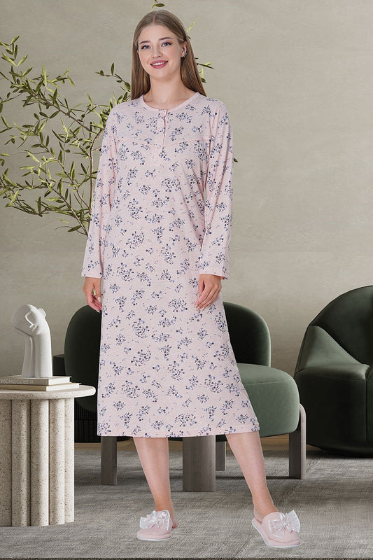 Flowery Plus Size Maternity & Nursing Nightgown Pink