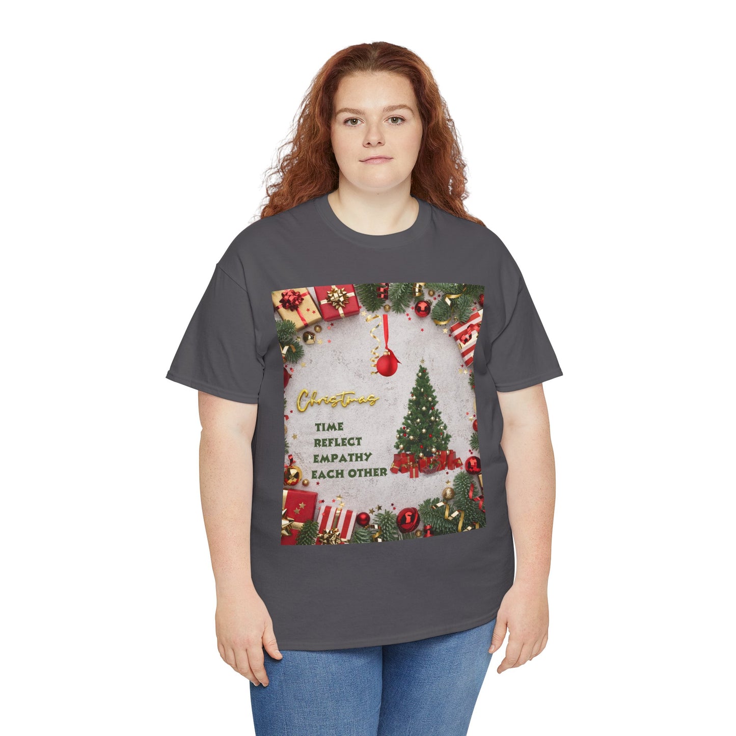 Christmas-Themed Unisex Heavy Cotton Tee, Holiday Gift, Festive Apparel, Family Gatherings, New Year Celebrations, Cute Christmas Shirt
