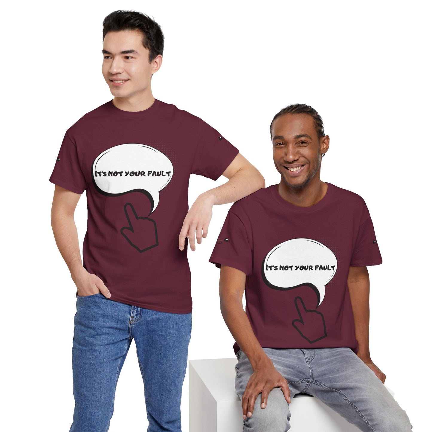 Graphic Tee — "It's Not Your Fault" Comic-Style Pointing Design