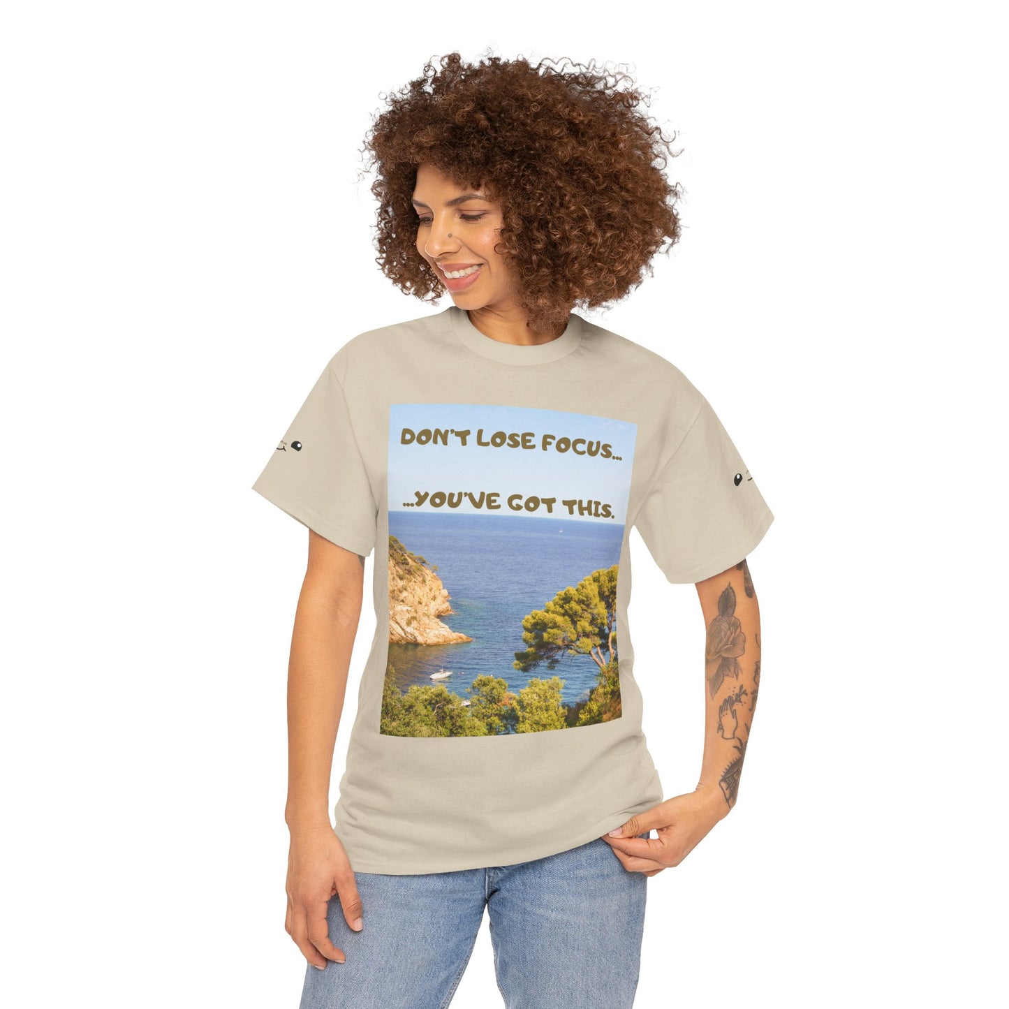Motivational Tee — "Don't Lose Focus, You've Got This" Beach Graphic
