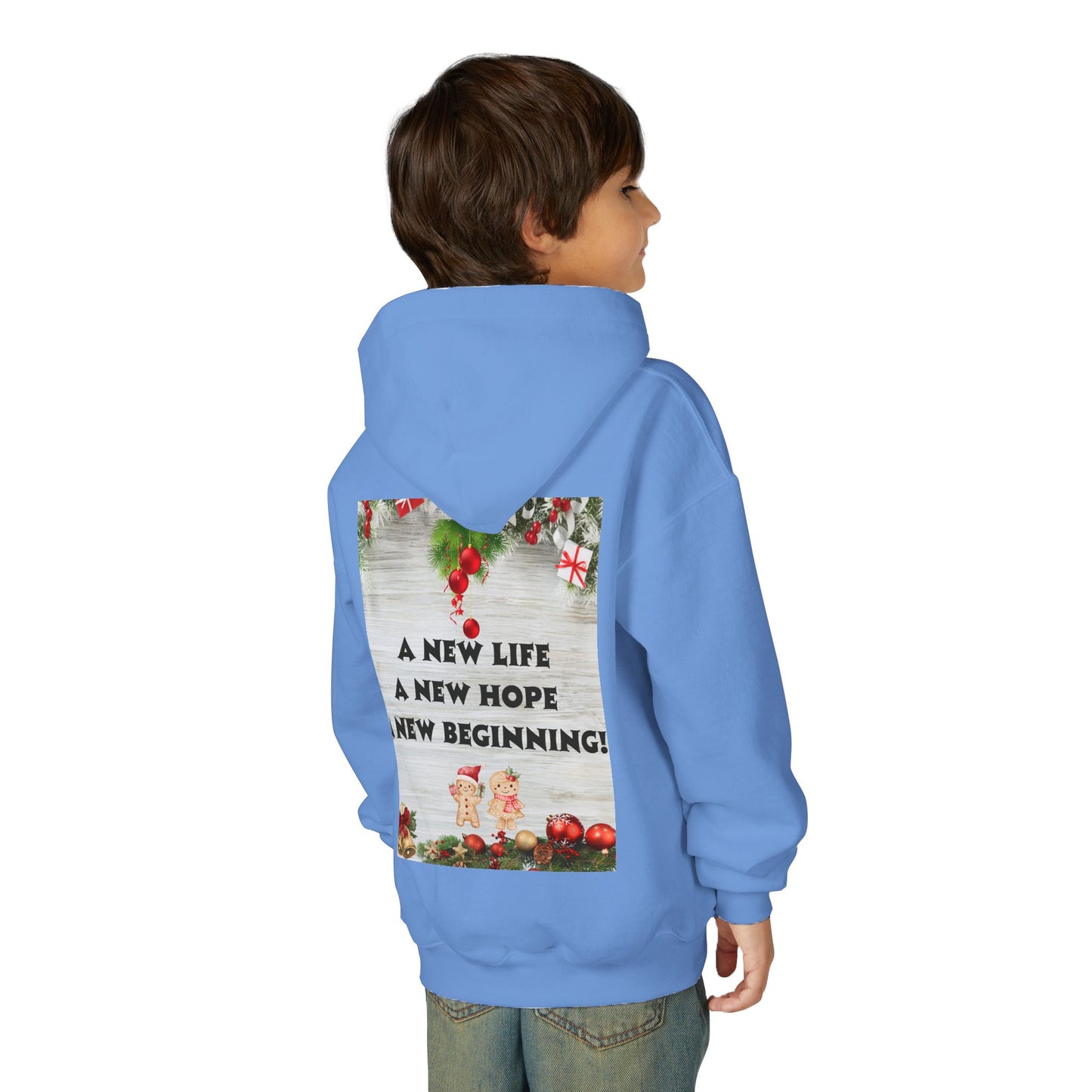 Youth Hooded Sweatshirt - Christmas Cheer, Cozy Holiday Gift, Festive Sweatshirt for Kids, Seasonal Wear, New Year Celebration