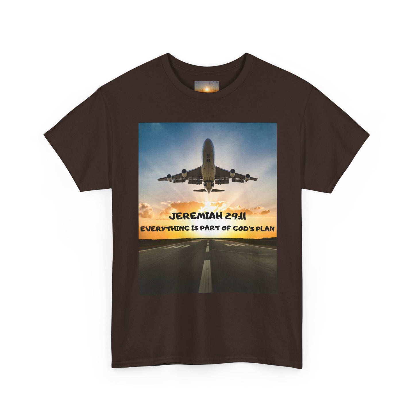Faith Travel T‑Shirt — “Jeremiah 29:11 / Matthew 28:20” Inspirational Plane Tee