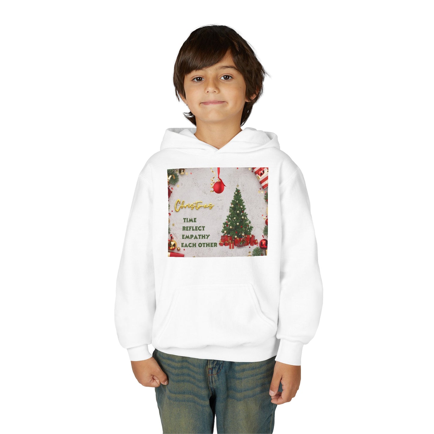 Youth Hooded Sweatshirt - Christmas Cheer, Cozy Holiday Gift, Festive Sweatshirt for Kids, Seasonal Wear, New Year Celebration