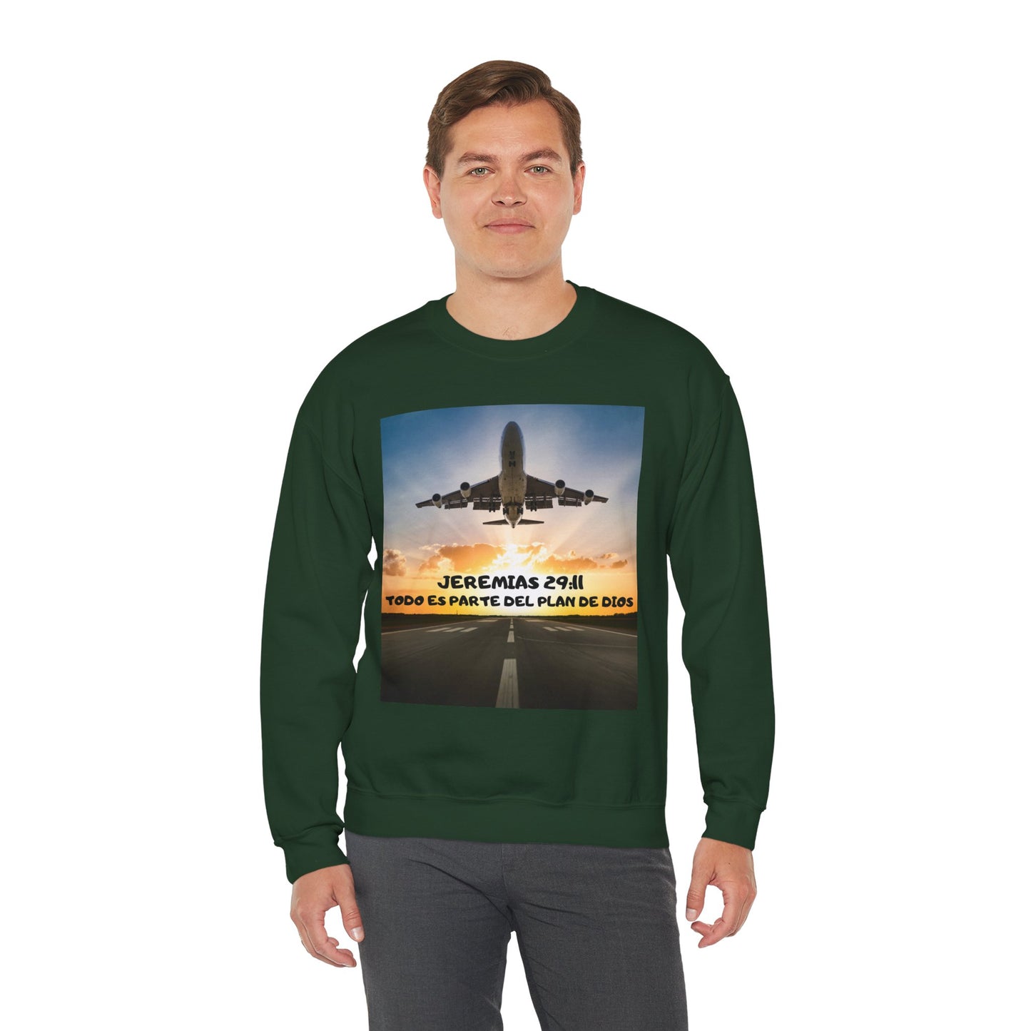 Christian Sweatshirt — Jeremías 29:11 & Mateo 28:20 Inspirational Crewneck