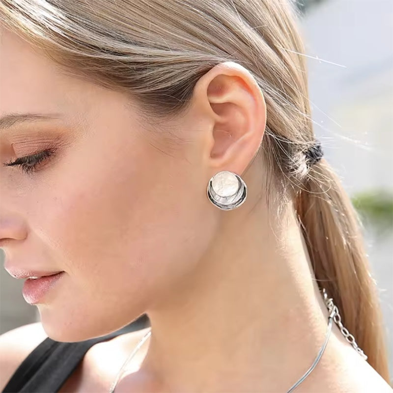 Ins Three-colored Painting Round Earrings Fashion Elegant Versatile