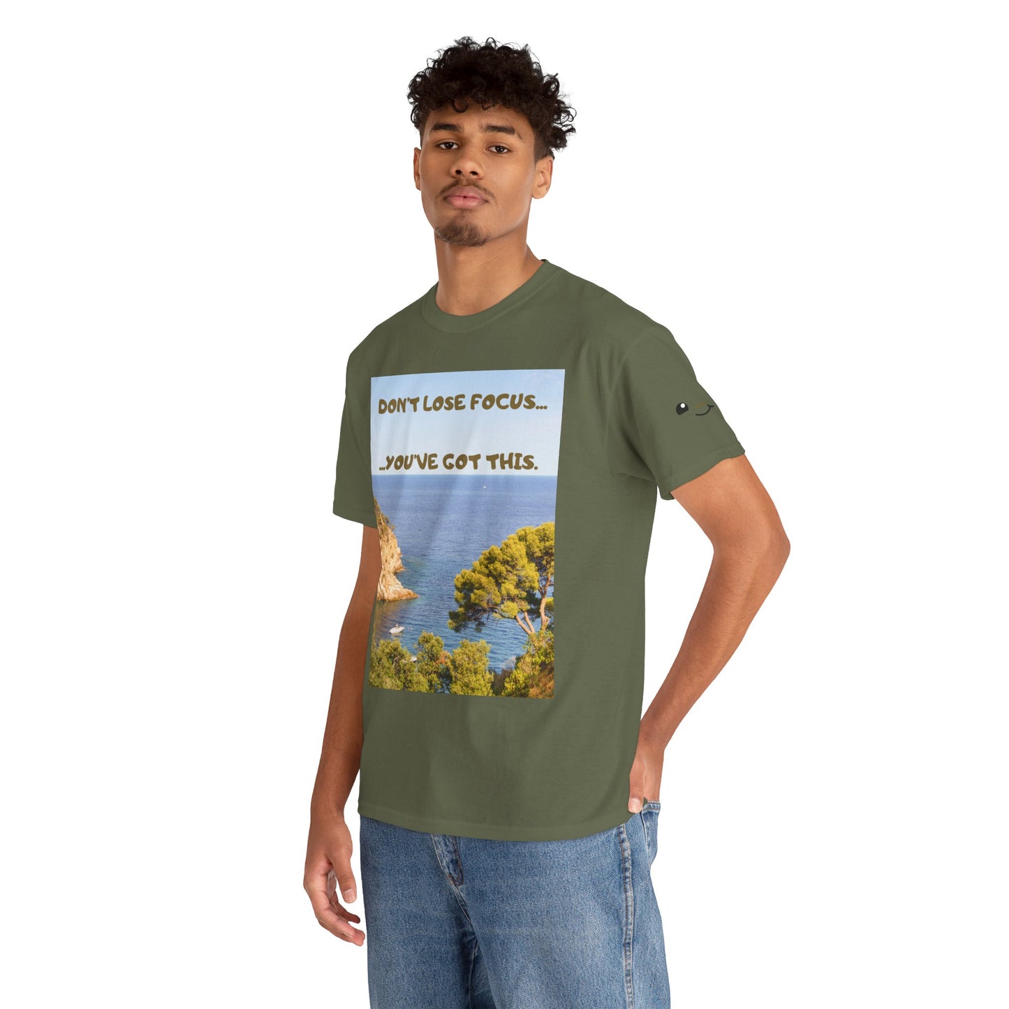 Motivational Tee — "Don't Lose Focus, You've Got This" Beach Graphic