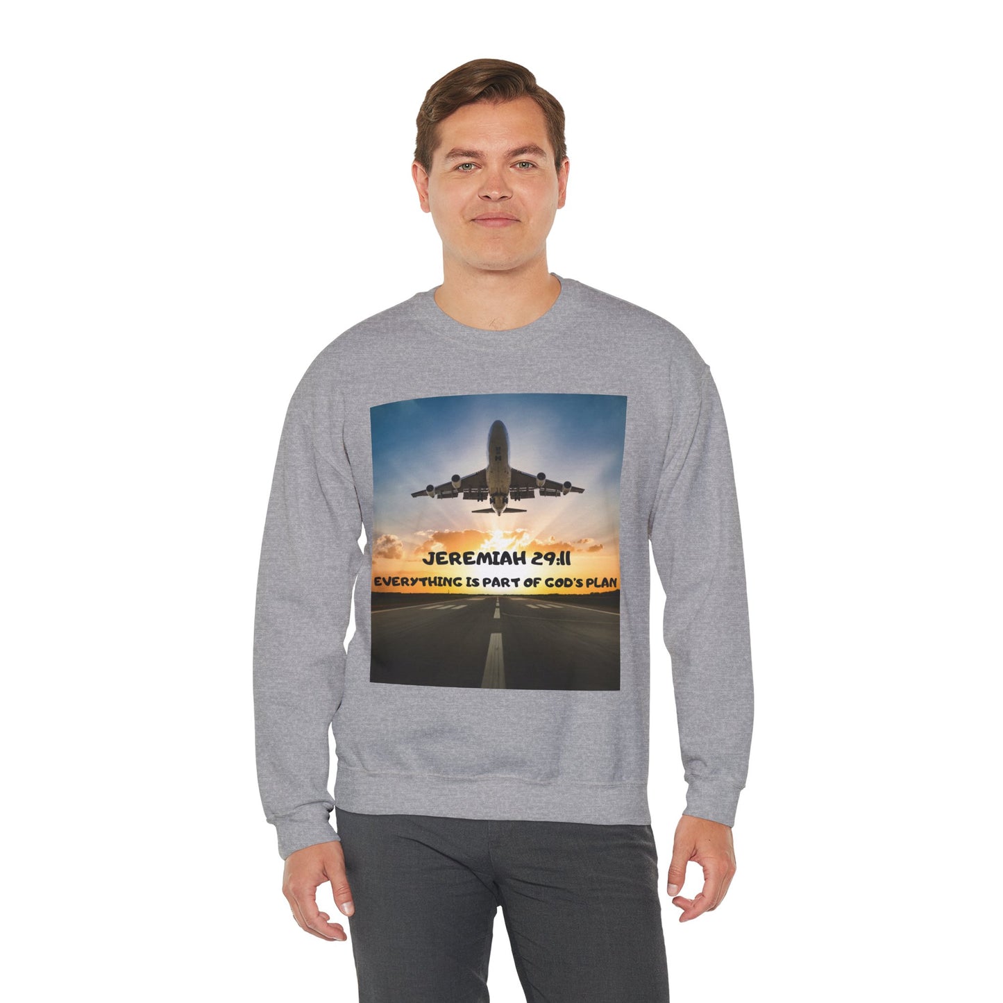 "Jeremiah 29:11 / Matthew 28:20" Christian Crewneck Inspirational Bible Verse Sweatshirt