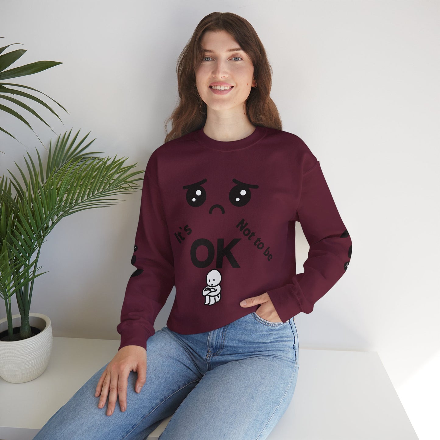 IT'S OK Inspirational Unisex Sweatshirt - Mental Health Awareness, Cozy Fashion, Self-Care Gift, Comfort Wear, Uplifting Quote