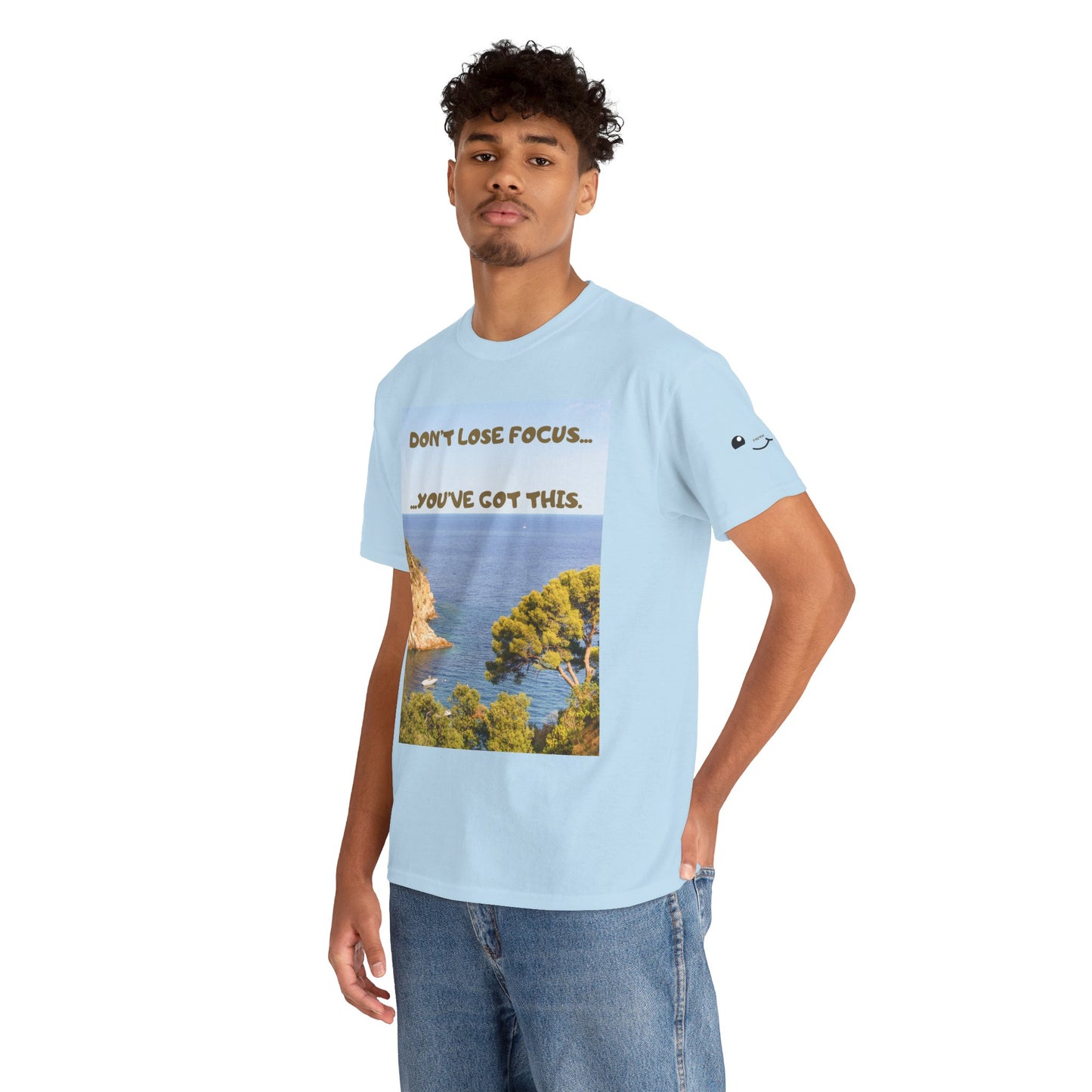 Motivational Tee — "Don't Lose Focus, You've Got This" Beach Graphic