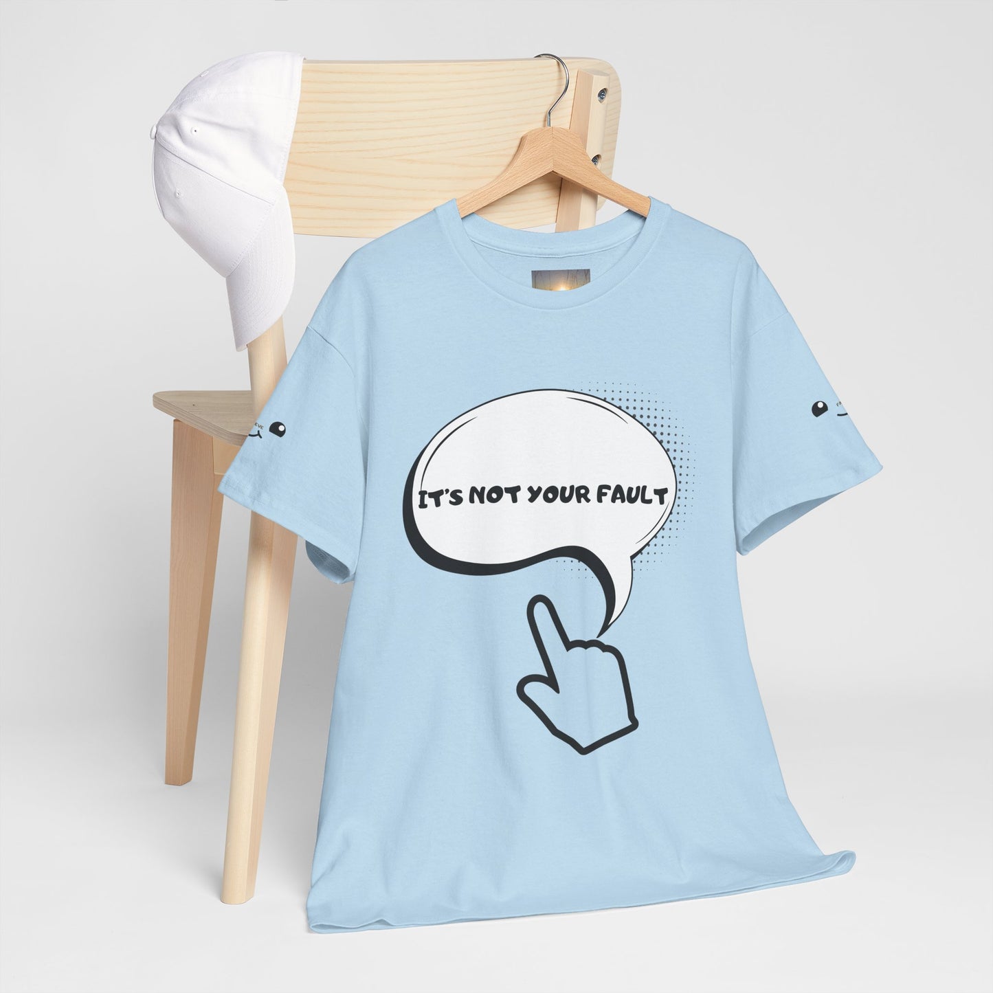 Graphic Tee — "It's Not Your Fault" Comic-Style Pointing Design