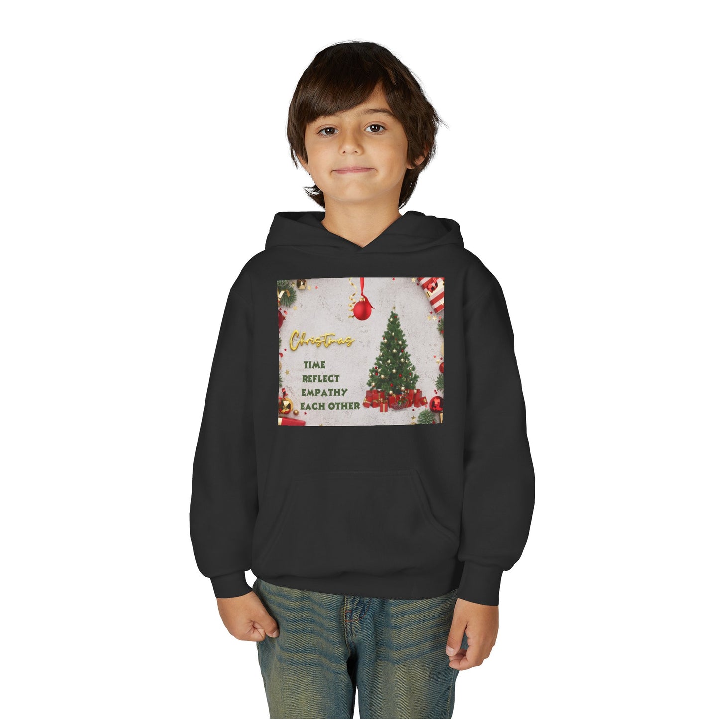 Youth Hooded Sweatshirt - Christmas Cheer, Cozy Holiday Gift, Festive Sweatshirt for Kids, Seasonal Wear, New Year Celebration