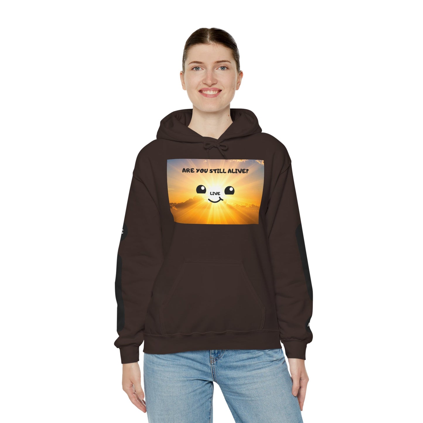 Smile Face Hoodie — "Are You Still Alive?" Sunrise Graphic Hooded Sweatshirt