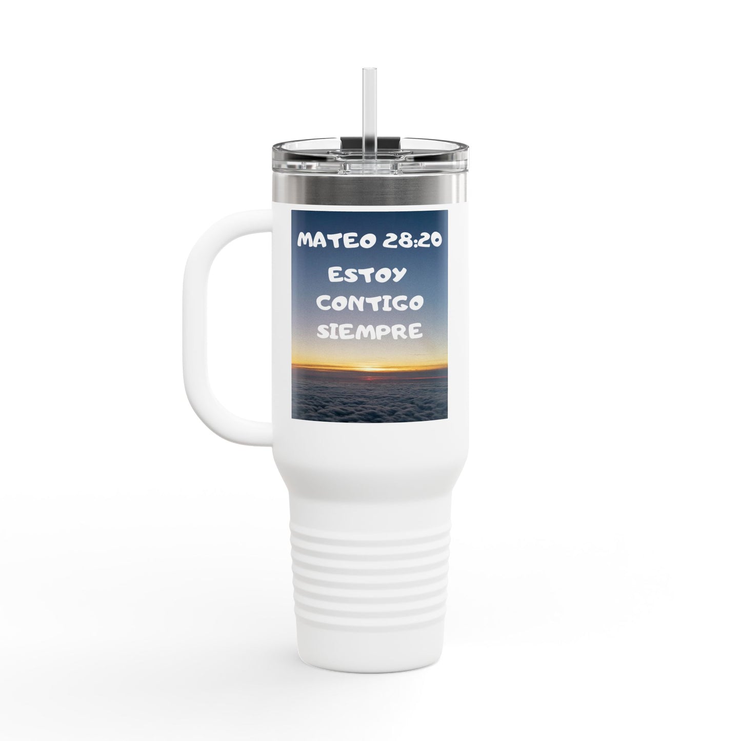 40oz Insulated Travel Mug — Airplane Sunset Design with "Amen" & Jeremiah 29:11 Verse