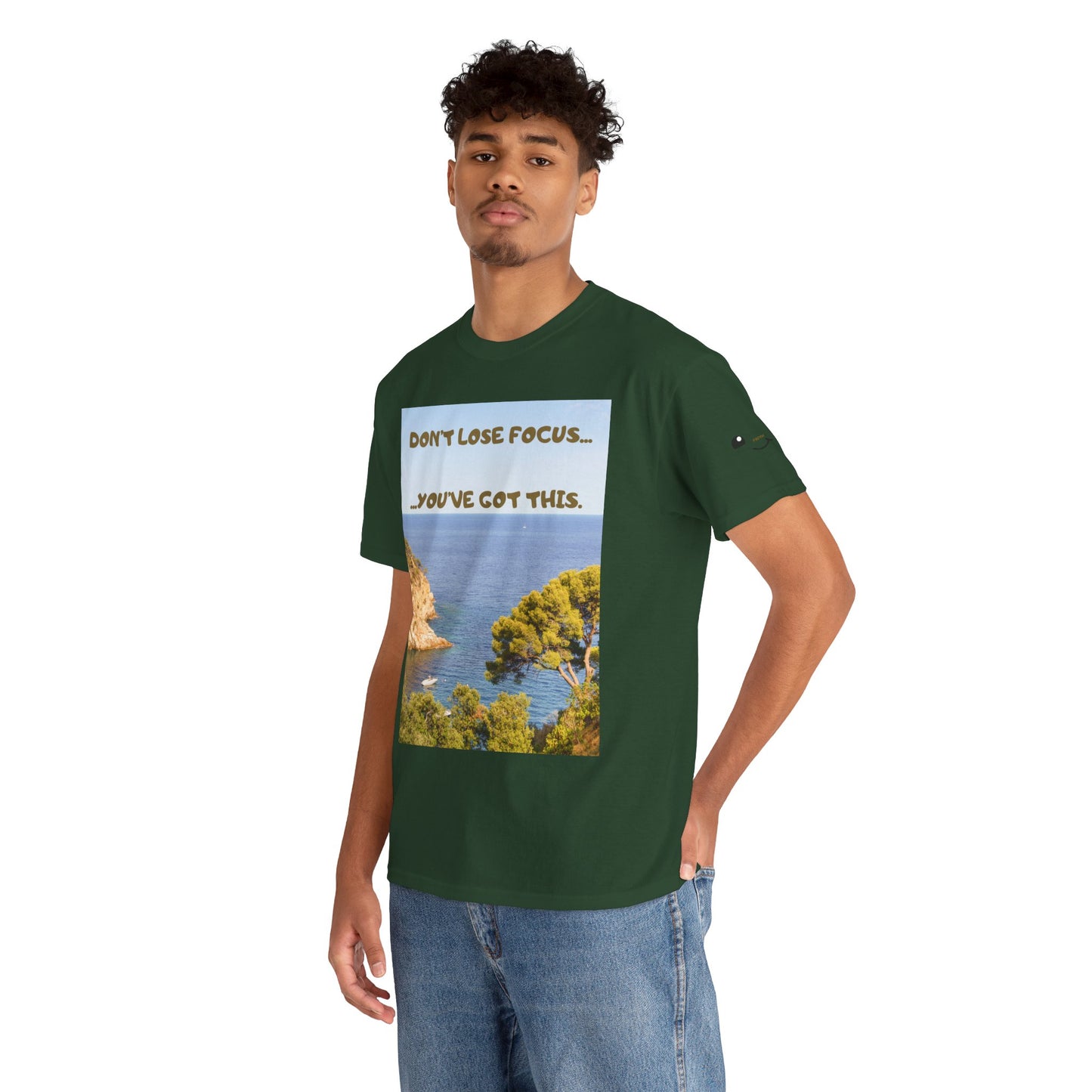 Motivational Tee — "Don't Lose Focus, You've Got This" Beach Graphic