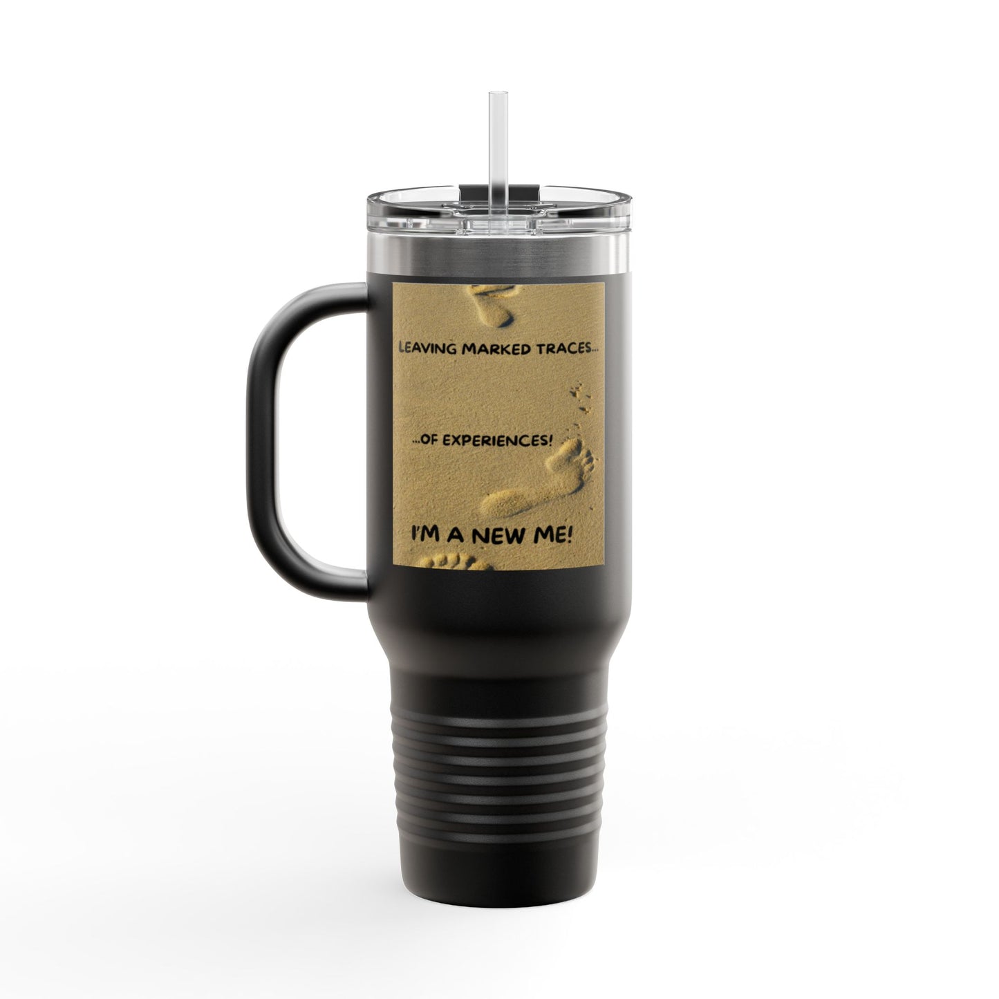 I MADE IT / LEAVING MARKED TRACES Inspiring Insulated Travel Mug, 40oz - Motivational Coffee Cup for New Beginnings, Perfect Gift for Self-Care, Daily Use, Travel Mug, [...]