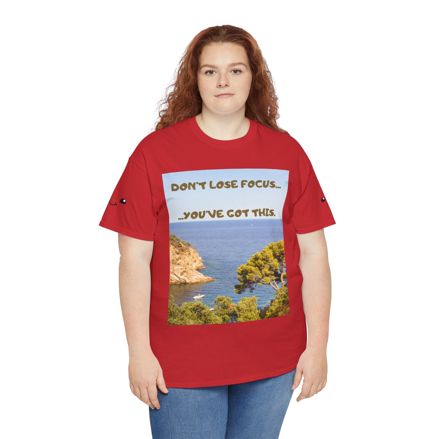Motivational Tee — "Don't Lose Focus, You've Got This" Beach Graphic