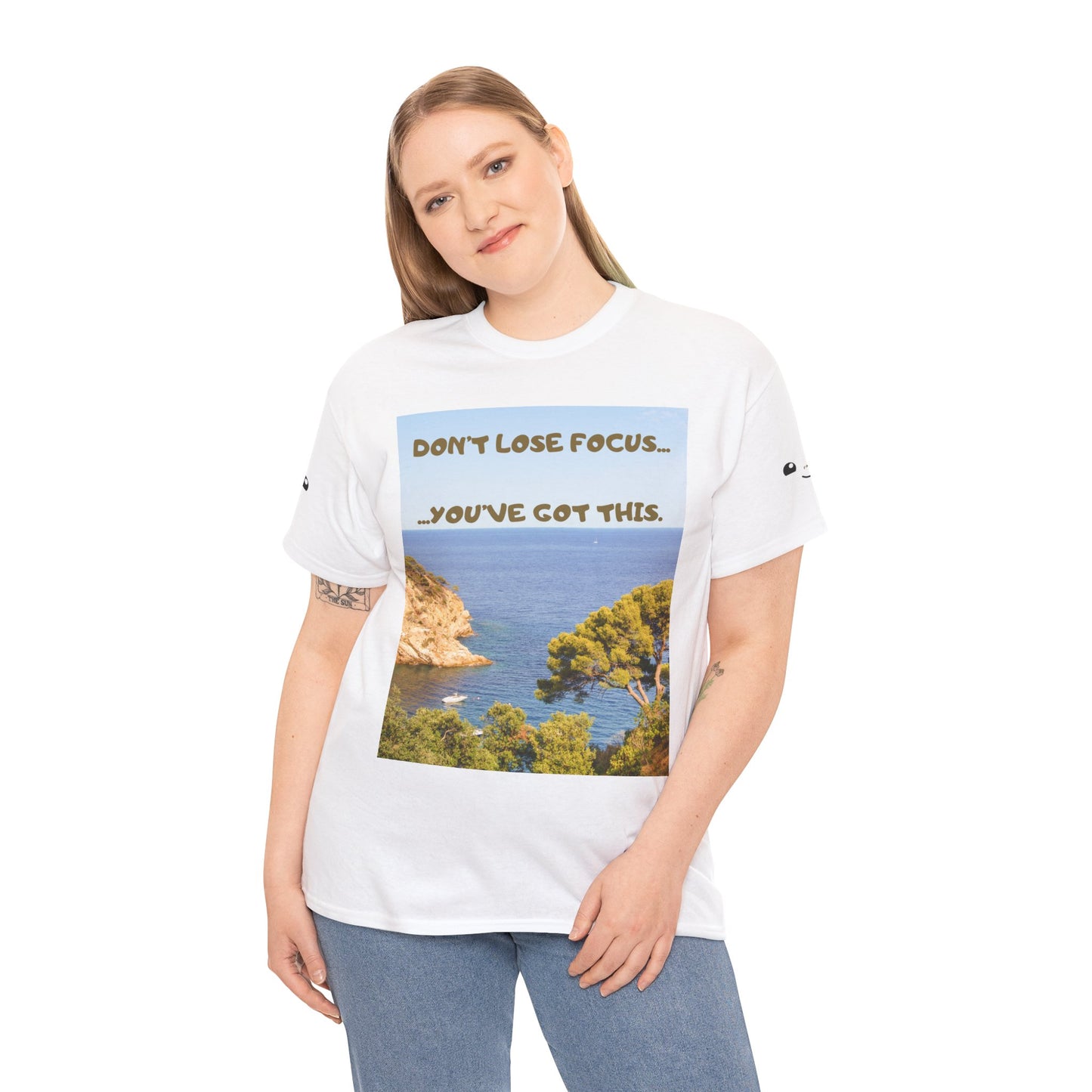Motivational Tee — "Don't Lose Focus, You've Got This" Beach Graphic