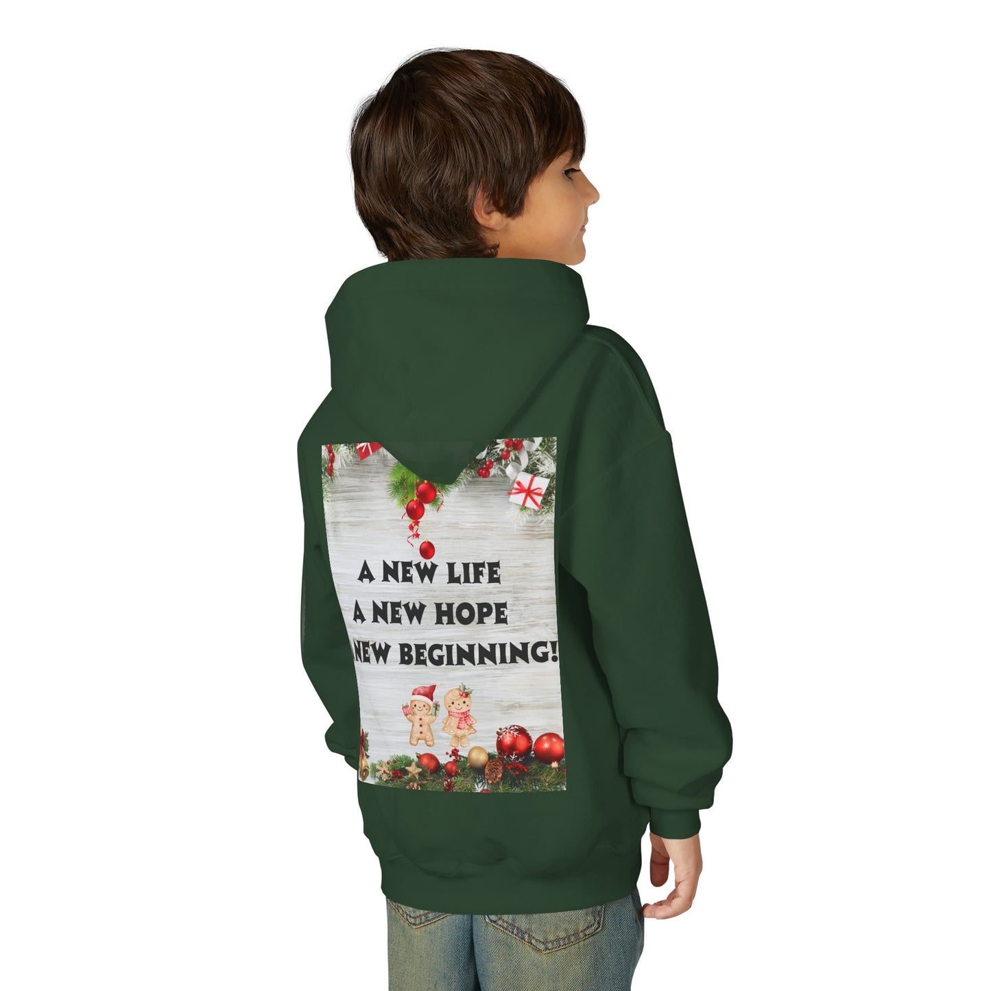 Youth Hooded Sweatshirt - Christmas Cheer, Cozy Holiday Gift, Festive Sweatshirt for Kids, Seasonal Wear, New Year Celebration