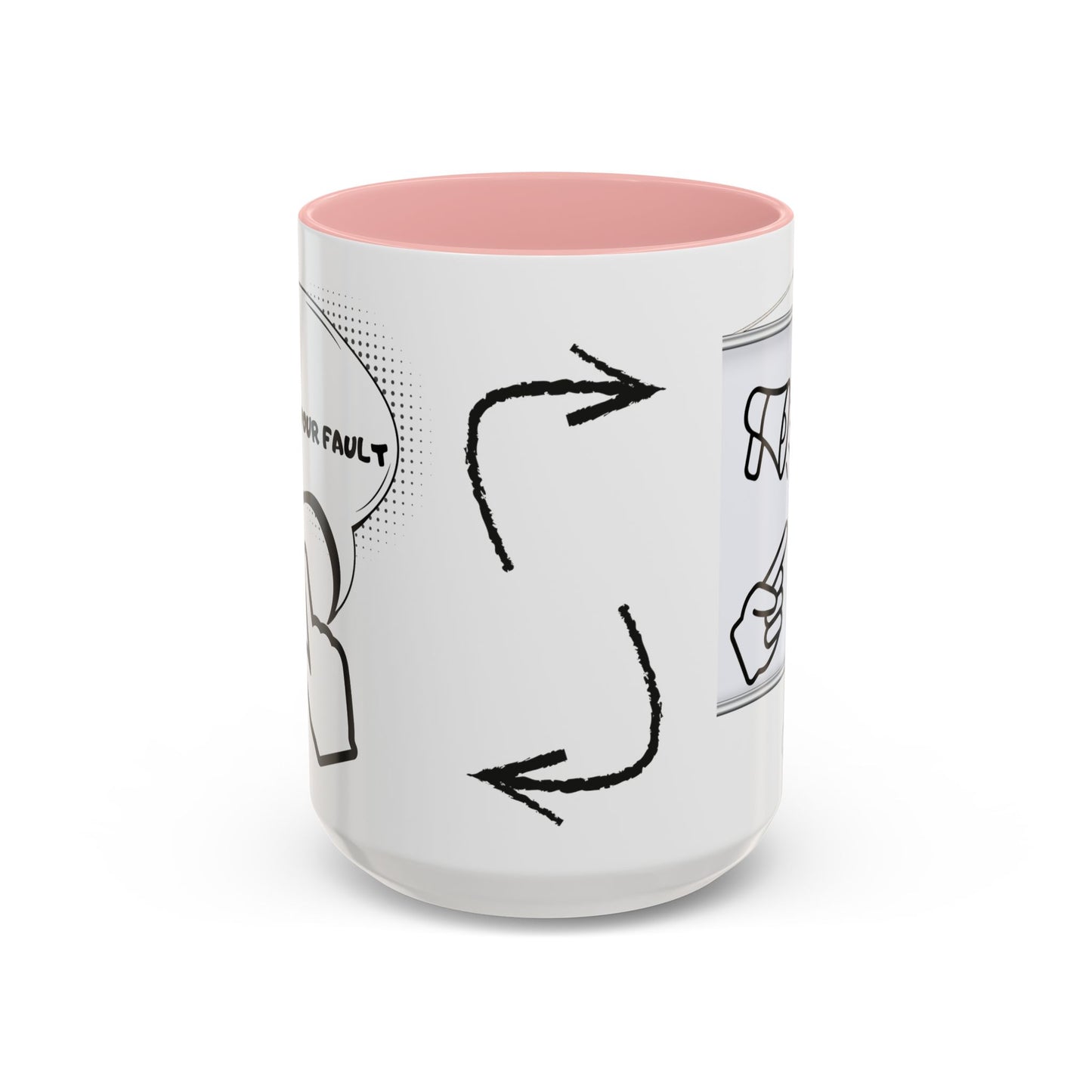 Accent Coffee Mug — Funny 'It Is Not your Fault' Doodle Cartoon Mug (11/15oz)