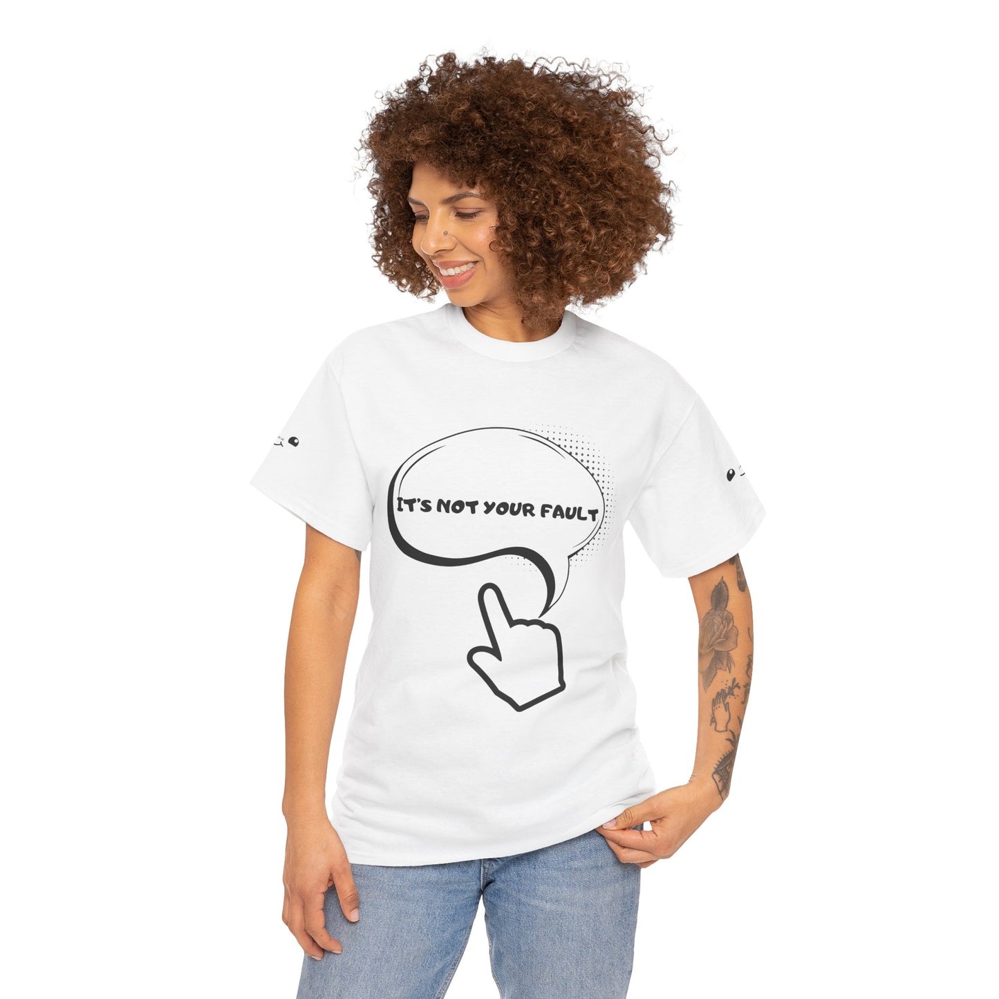Graphic Tee — "It's Not Your Fault" Comic-Style Pointing Design