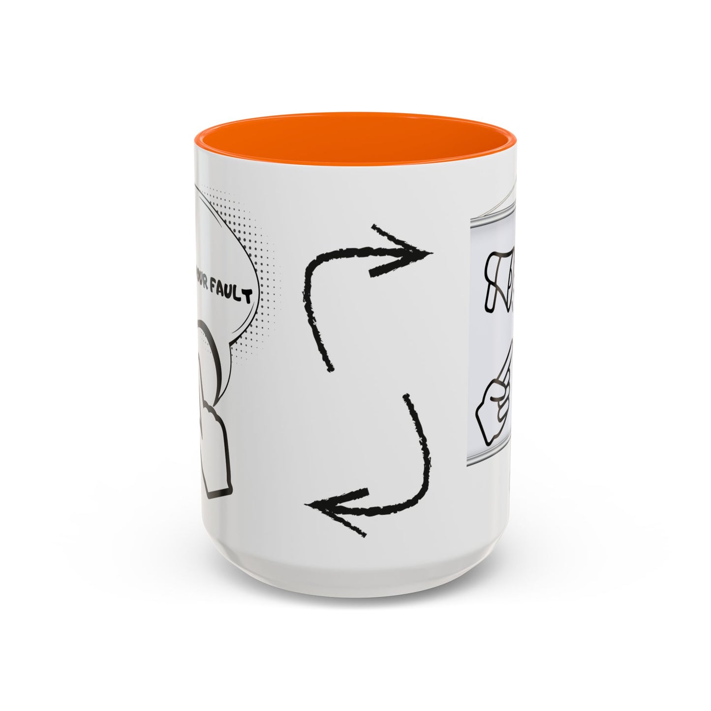 Accent Coffee Mug — Funny 'It Is Not your Fault' Doodle Cartoon Mug (11/15oz)