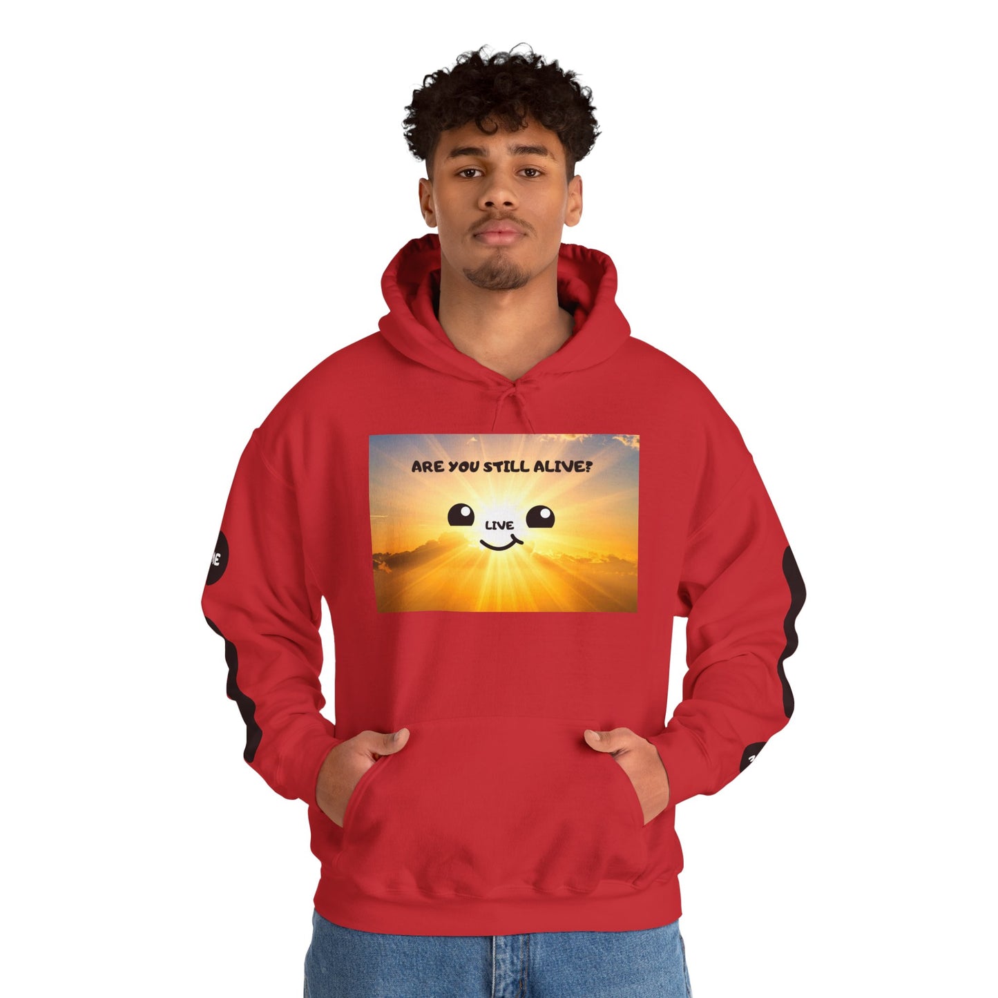 Smile Face Hoodie — "Are You Still Alive?" Sunrise Graphic Hooded Sweatshirt