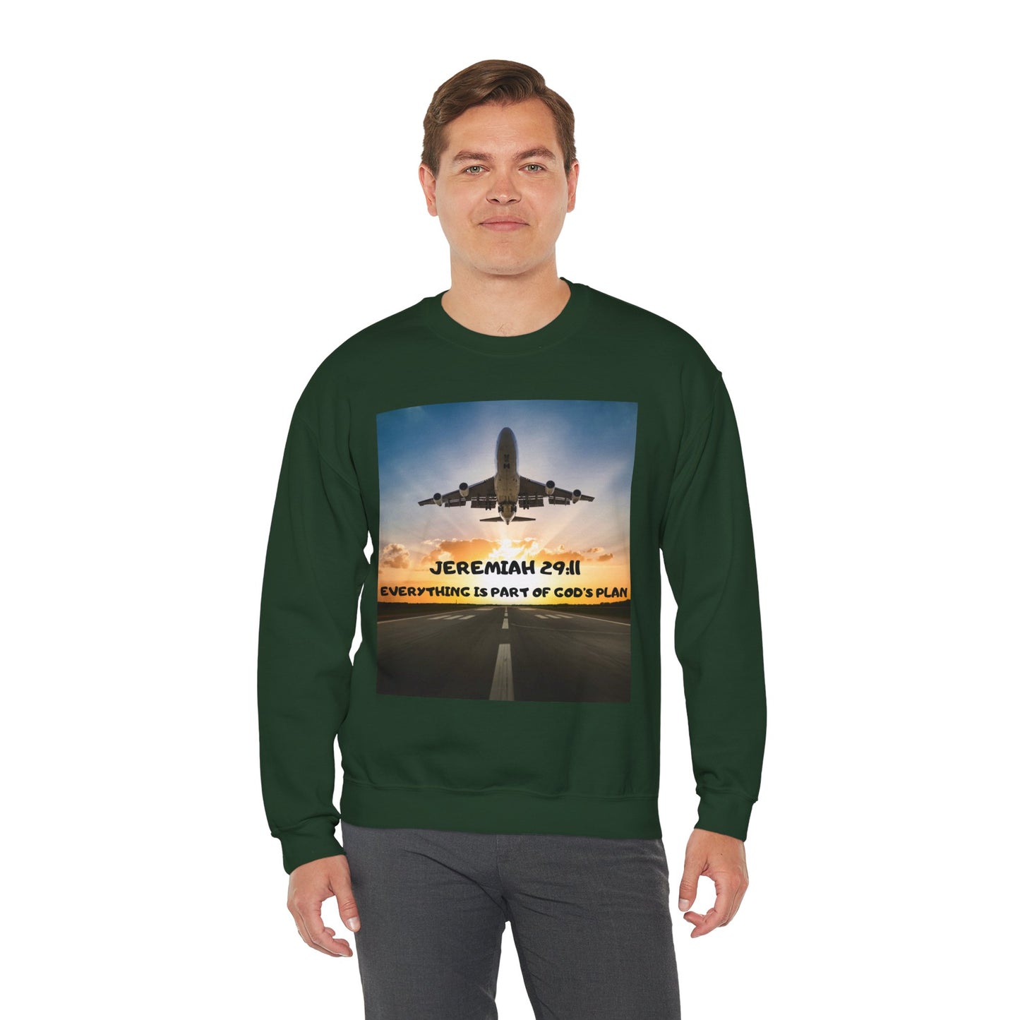 "Jeremiah 29:11 / Matthew 28:20" Christian Crewneck Inspirational Bible Verse Sweatshirt
