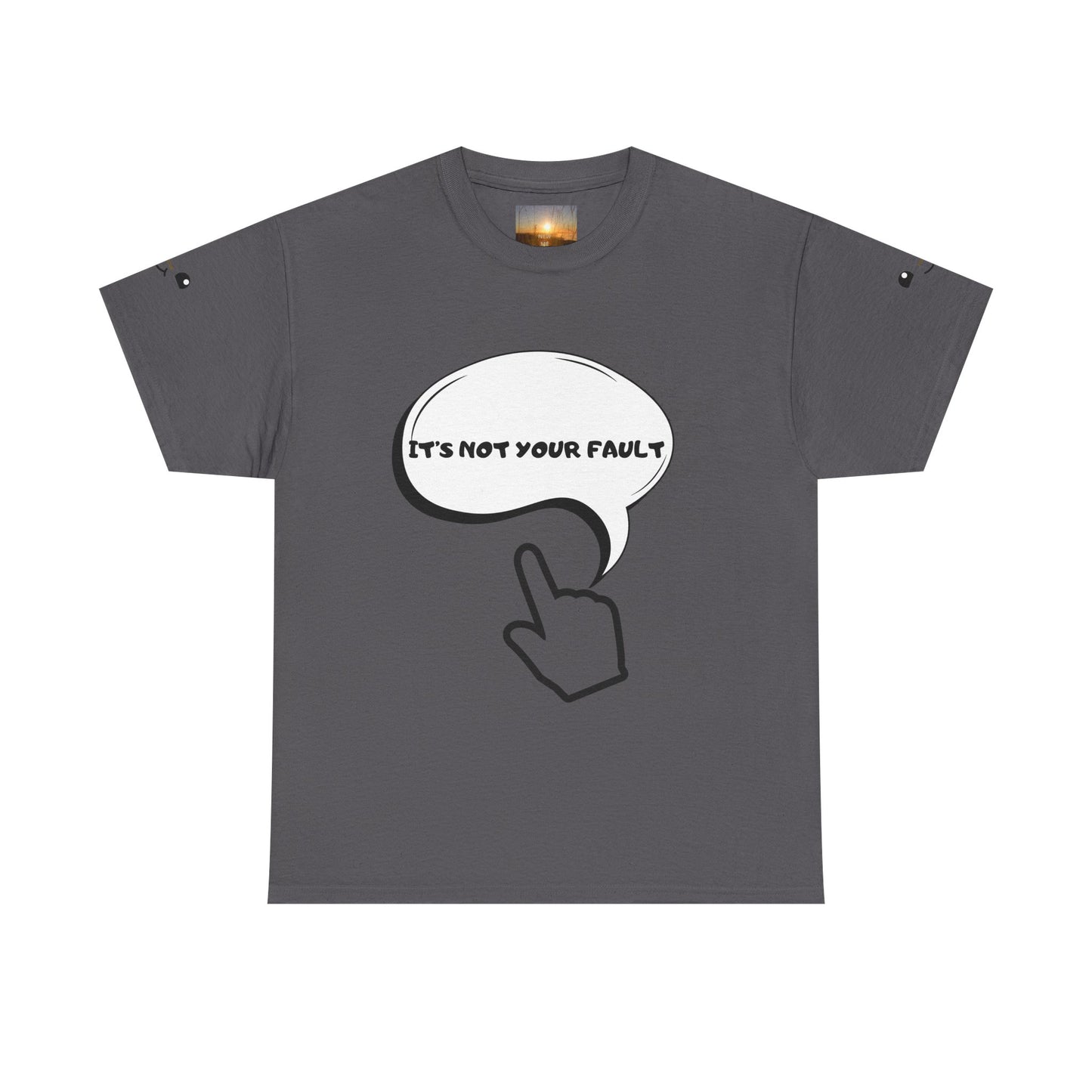 Graphic Tee — "It's Not Your Fault" Comic-Style Pointing Design