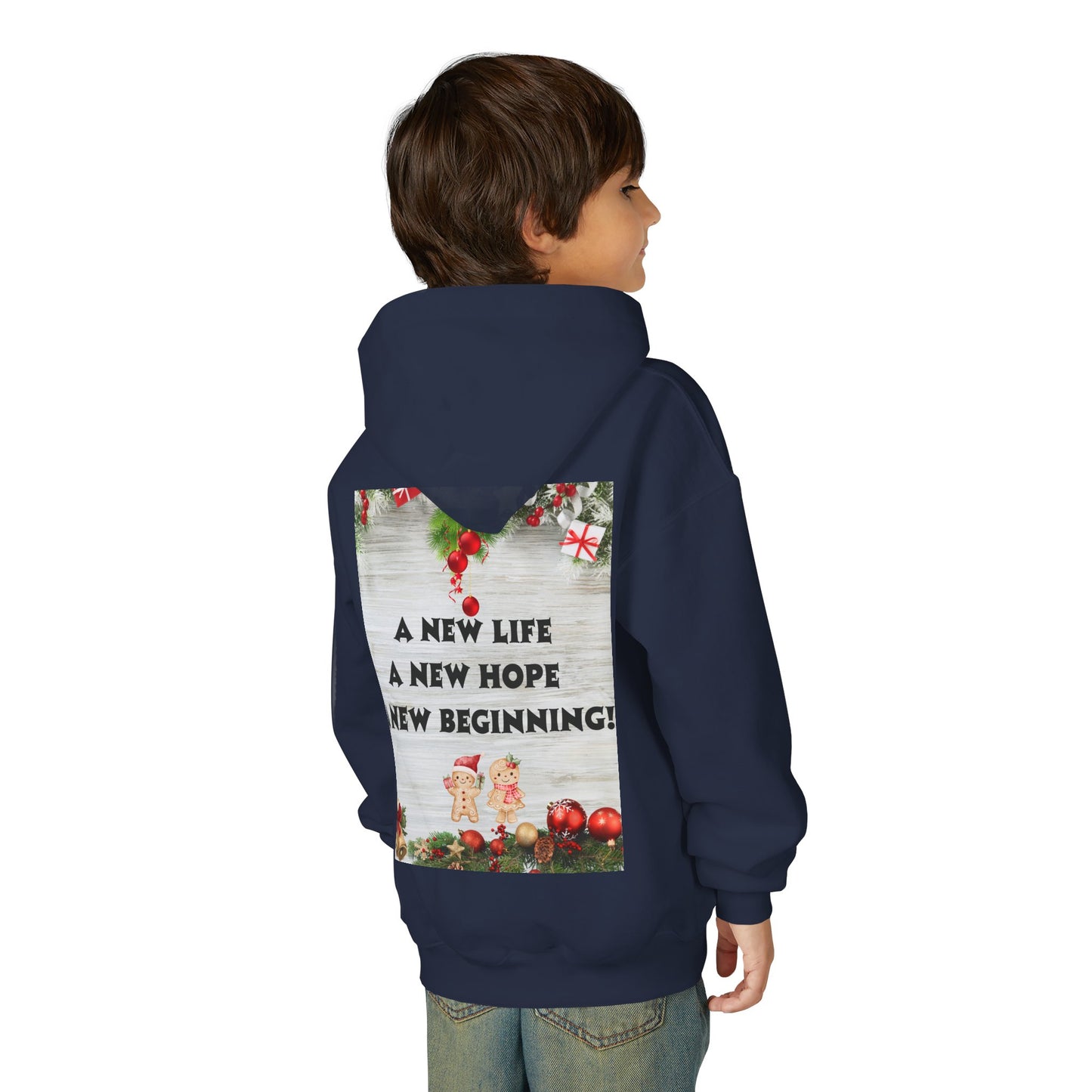 Youth Hooded Sweatshirt - Christmas Cheer, Cozy Holiday Gift, Festive Sweatshirt for Kids, Seasonal Wear, New Year Celebration