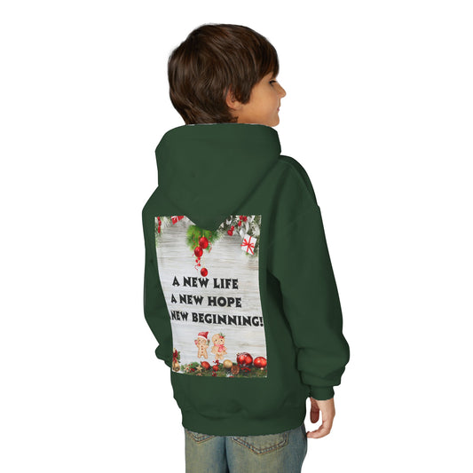 Youth Hooded Sweatshirt - Christmas Cheer, Cozy Holiday Gift, Festive Sweatshirt for Kids, Seasonal Wear, New Year Celebration